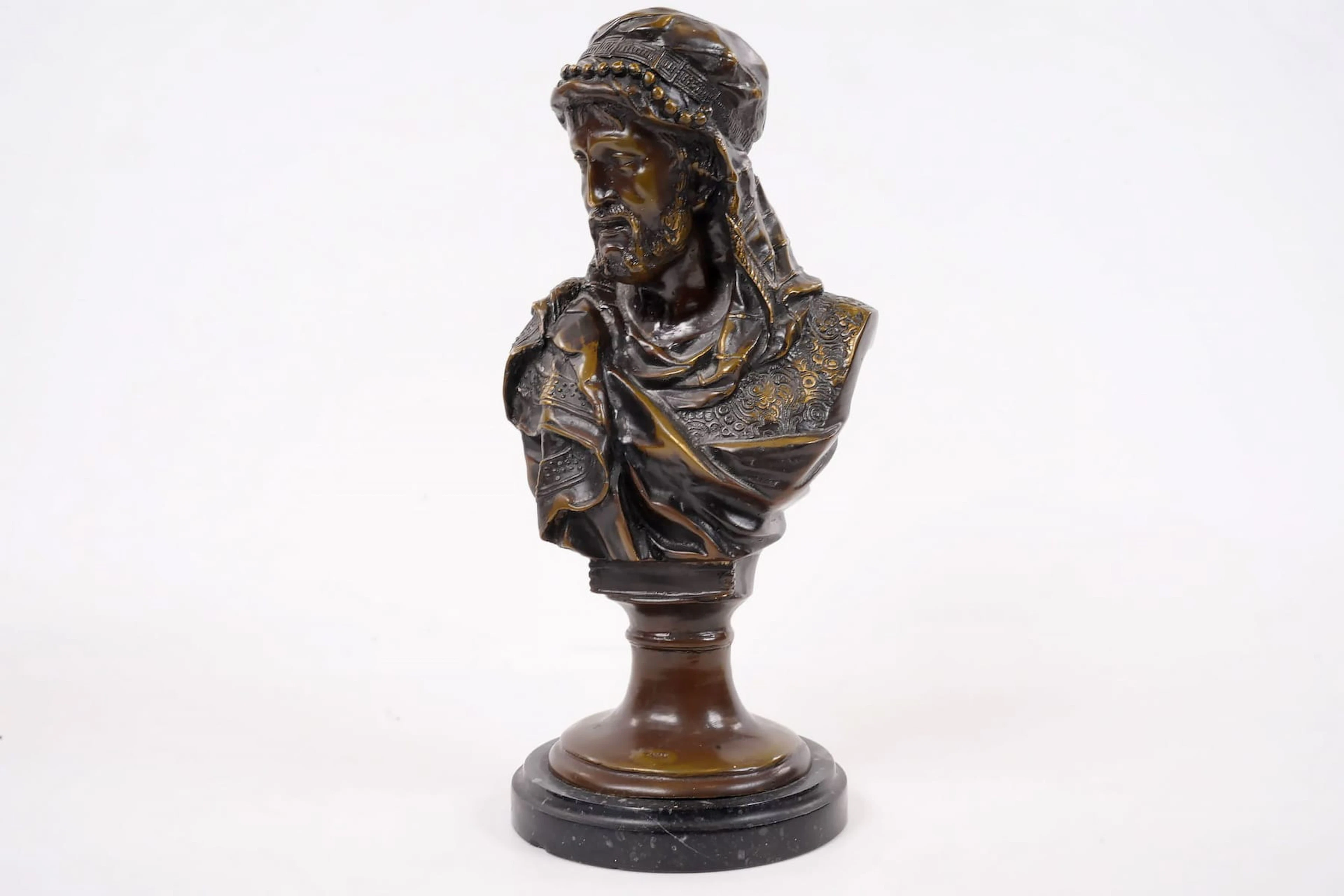 JOHANNES BOESE (1856-1917), efter, skulptur, orientalisk man, metall samt sten