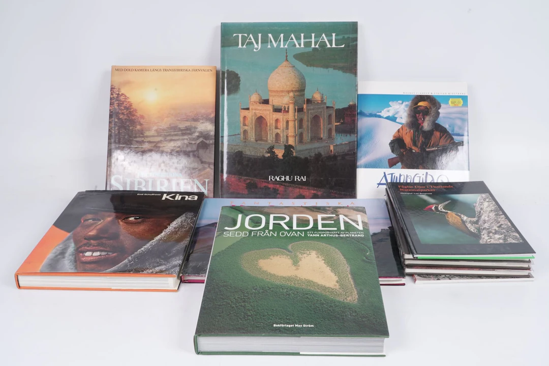 BÖCKER, 11 st, bl.a. Jorden sedd från ovan, Taj Mahal, Fantastiska Kina