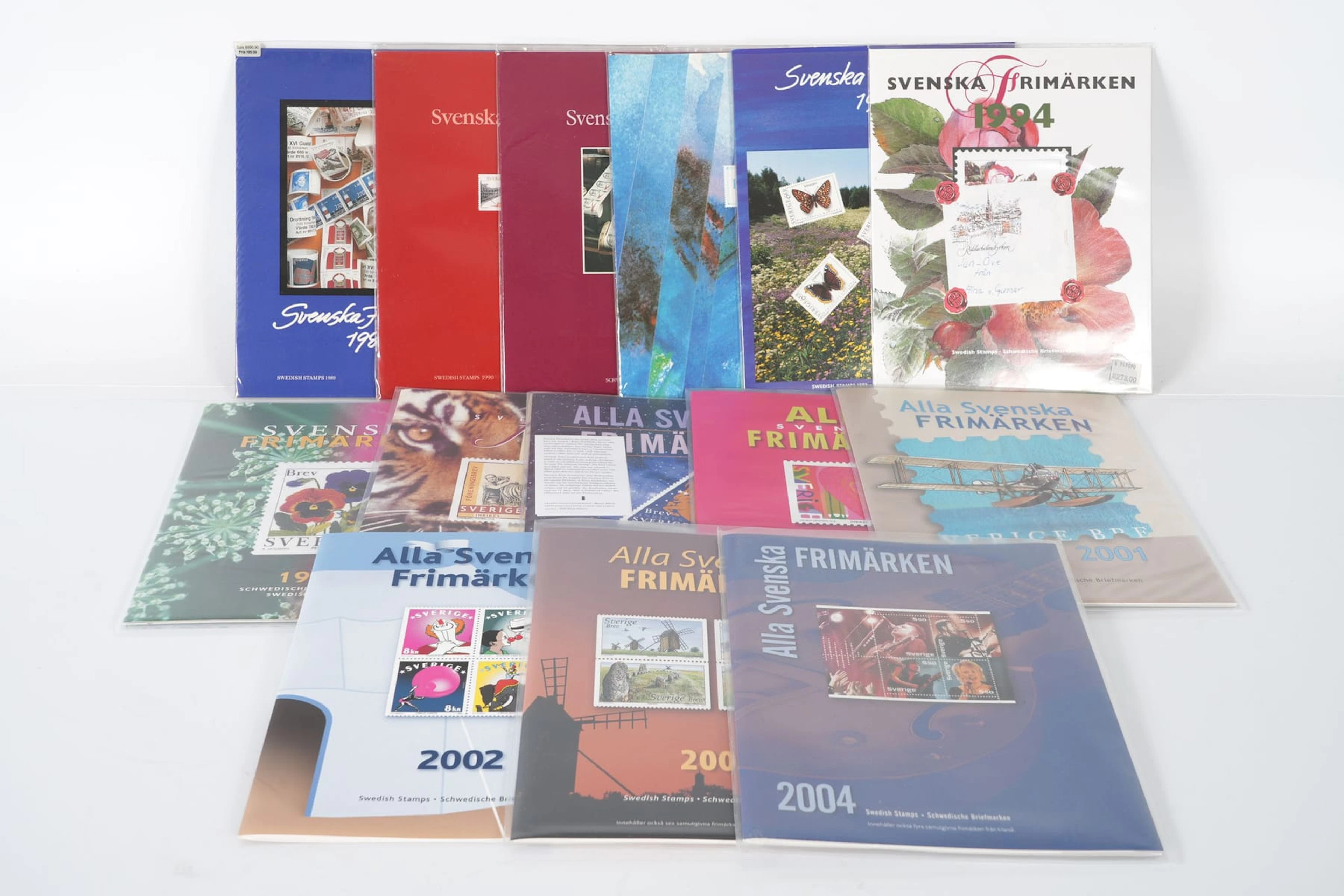 ÅRSSATSER, 14 st, postfriska frimärken, Sverige, 1989-1994, 1997-2004