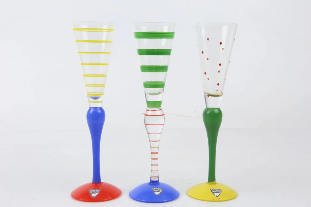 ANNE NILSSON (1953), snapsglas, 3 st, "Clown", Orrefors