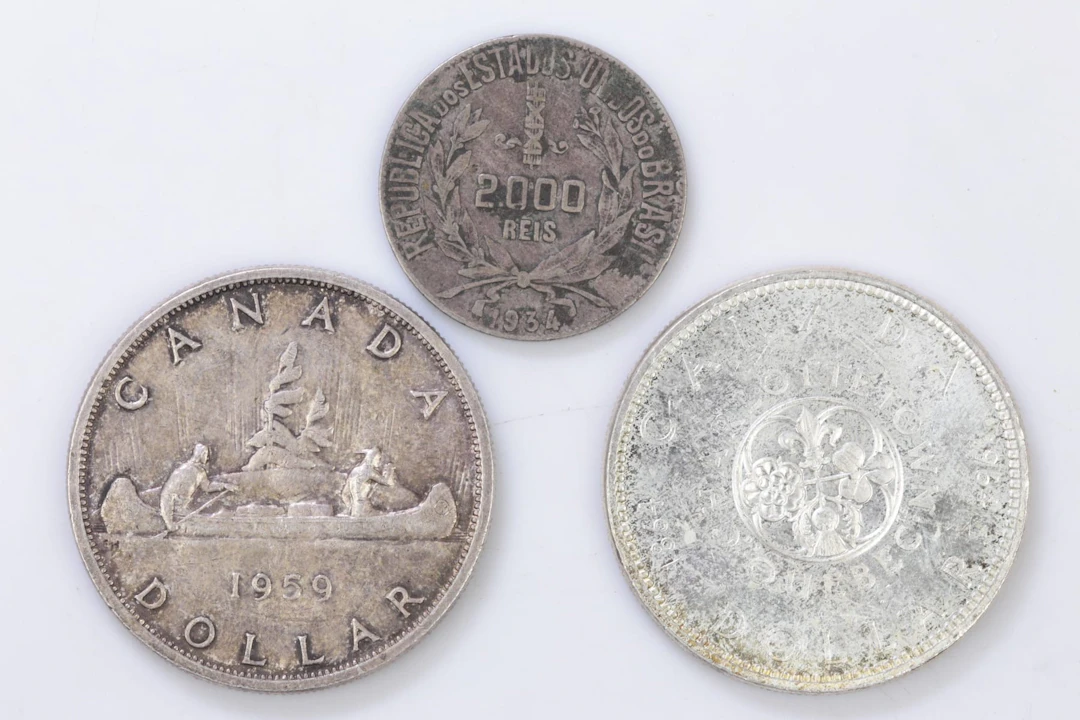 MYNT, 3 st, silver, Kanada resp Brasilien, 1934-1964