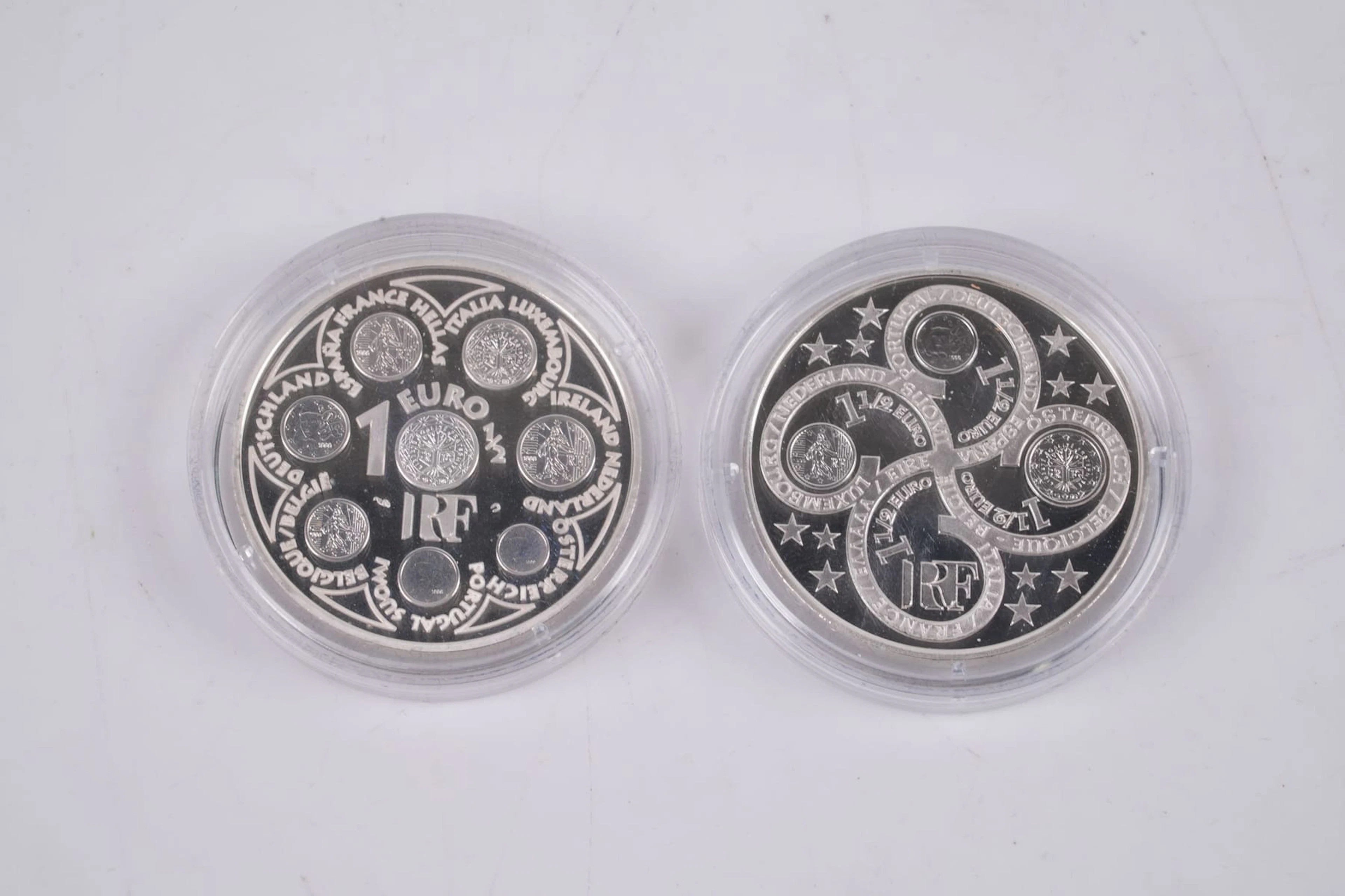 MINNESMYNT, 2 st, silver, á 1 ½ euro, Frankrike, 2002 resp. 2003