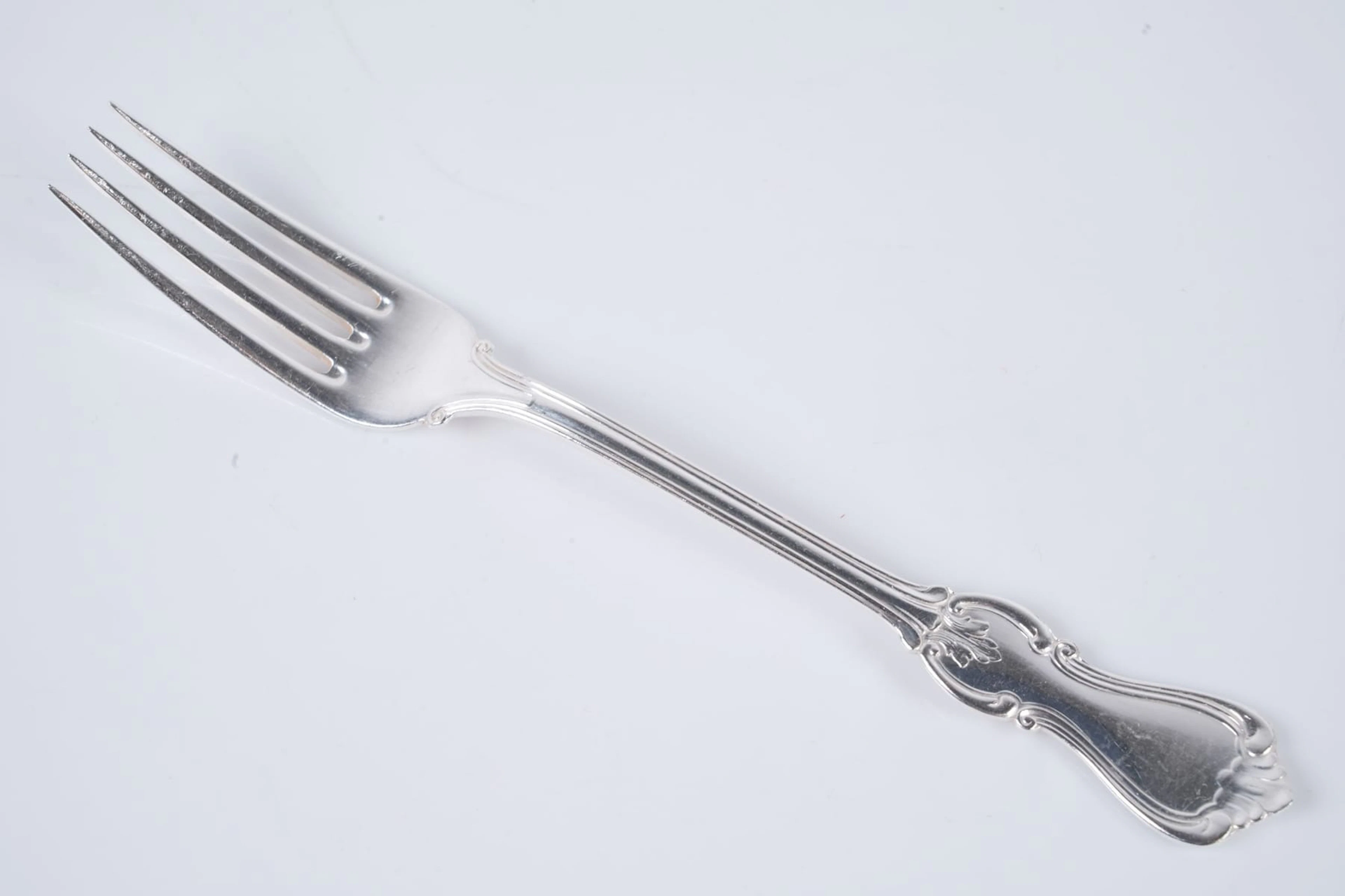 SMÖRGÅSGAFFLAR, 12 st, silver, "Olga", GAB, 1952-1963, ca 259,66 g