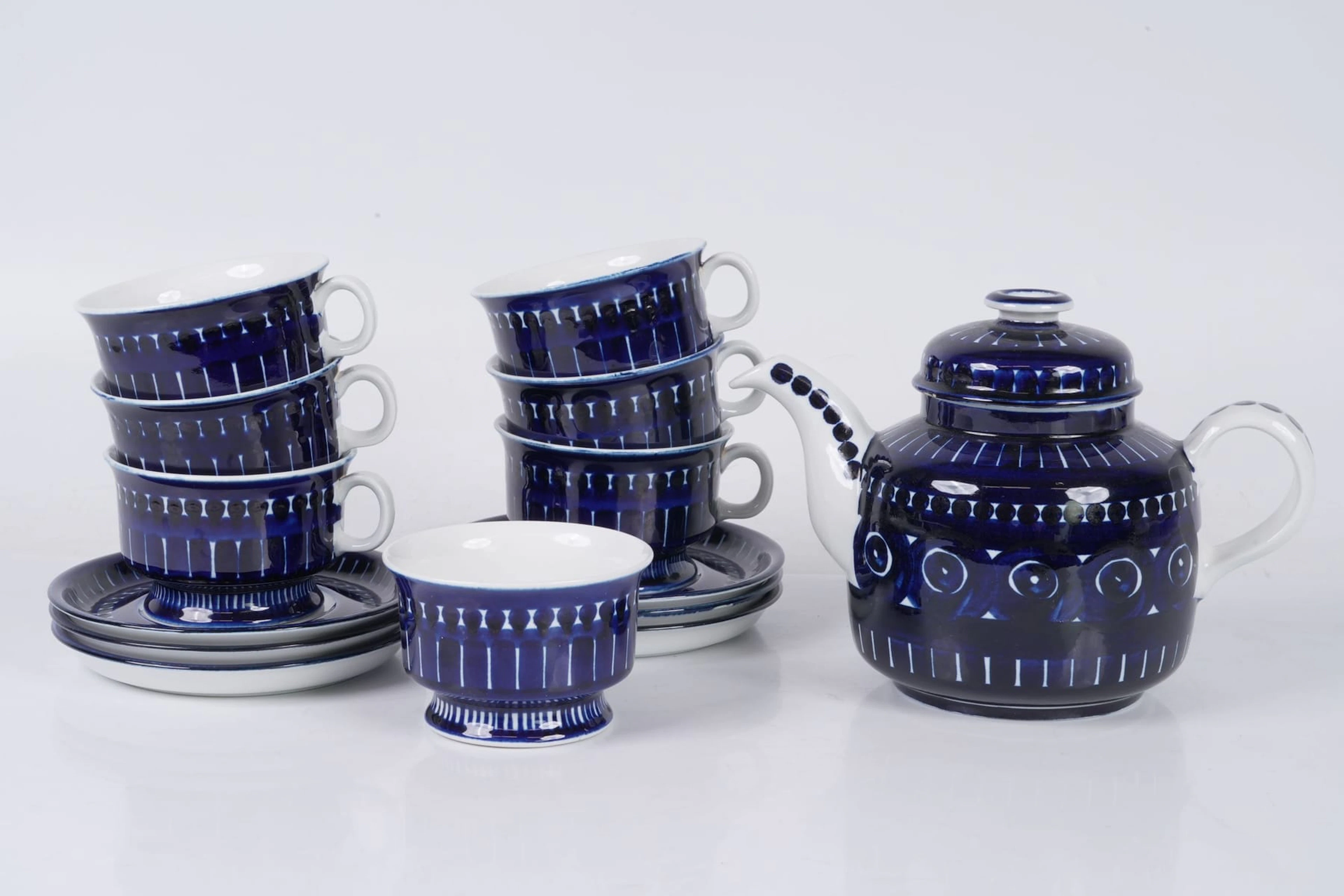 ULLA PROCOPÉ (1921-1968), tegods, 6 st, kanna samt sockerskål, "Valencia"