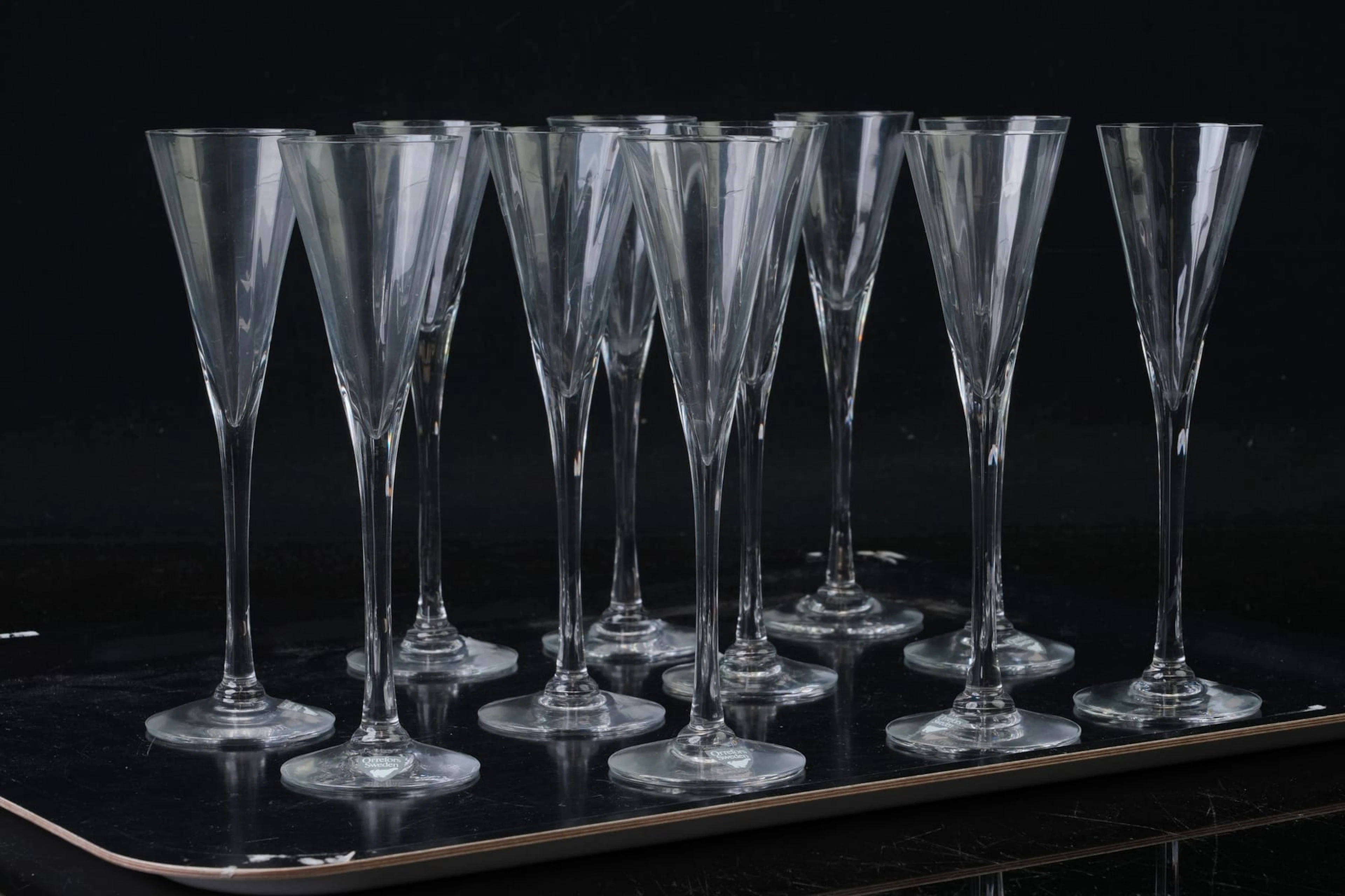 GUNNAR CYRÉN (1931-2013), snapsglas, 11 st, "Optica", Orrefors