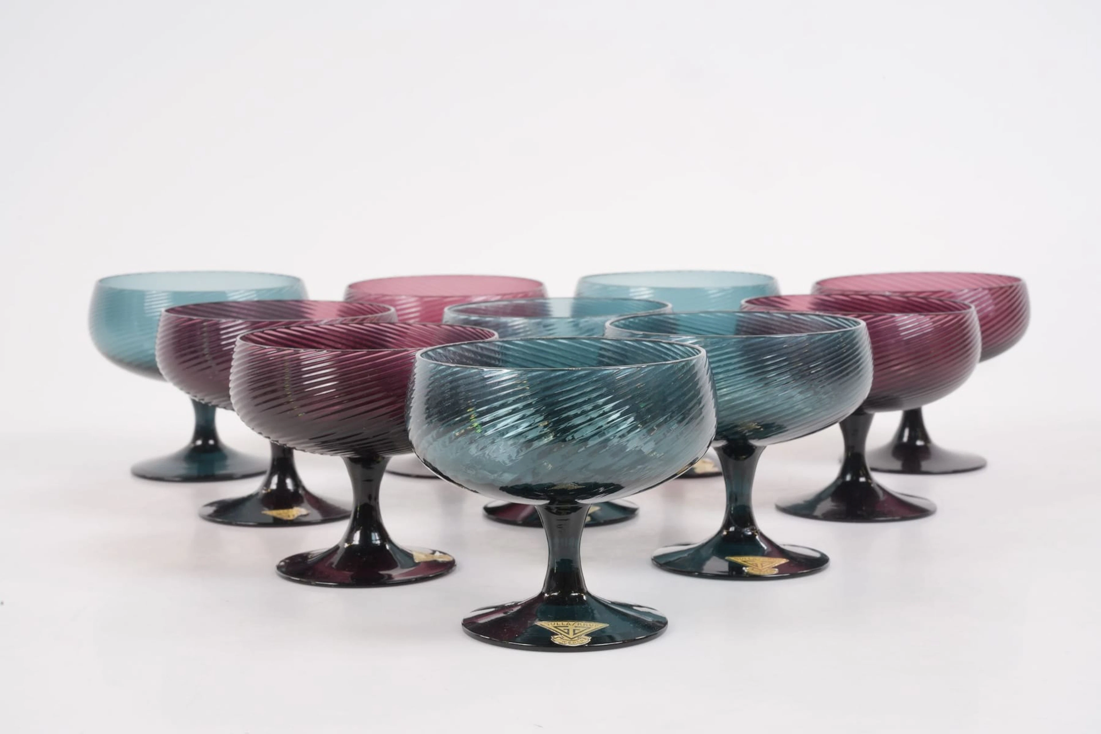 HUGO GEHLIN (1889-1953), dessertskålar, 10 st, glas, Gullaskruf