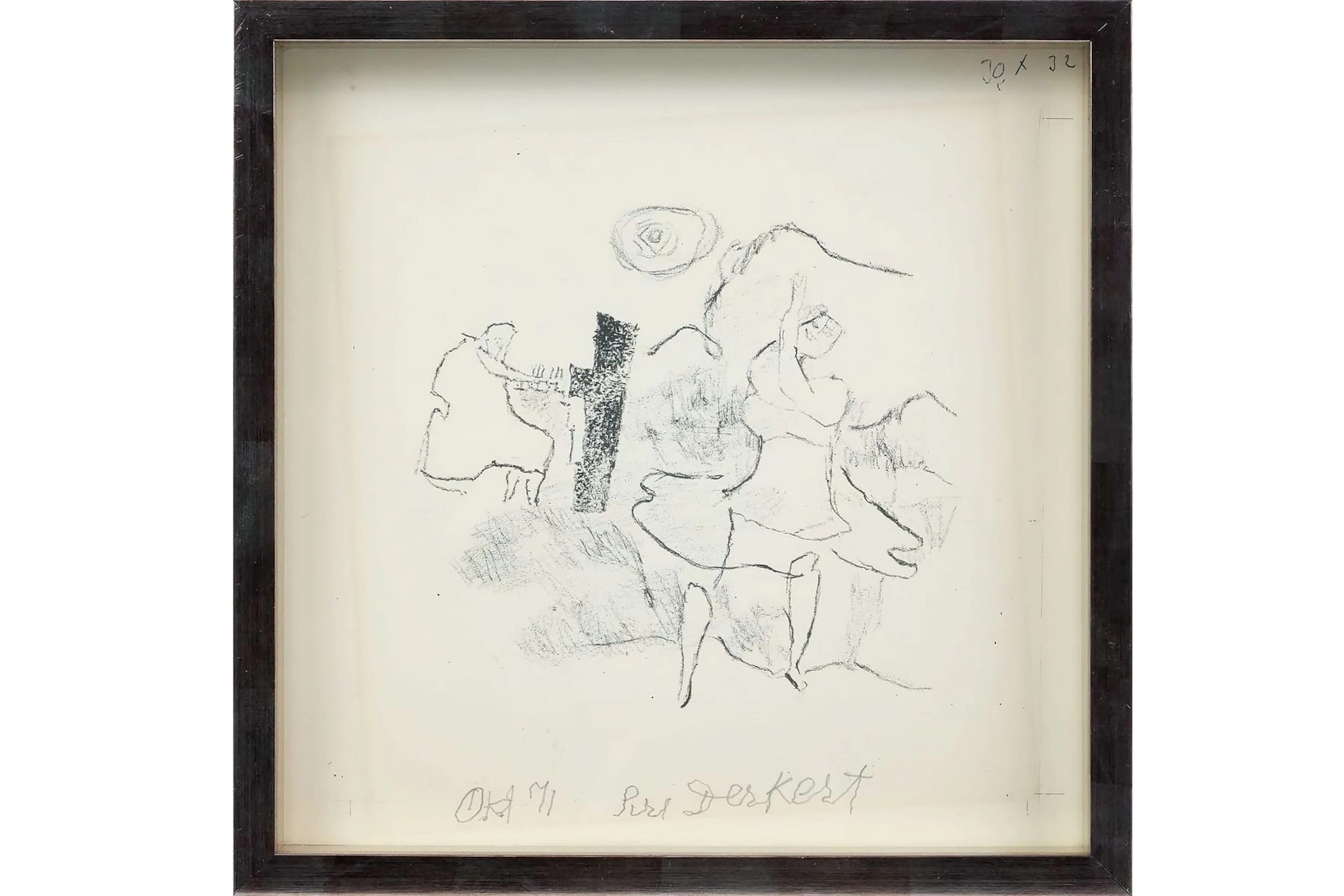 SIRI DERKERT (1888-1973), kolteckning, "Dans på ängen"