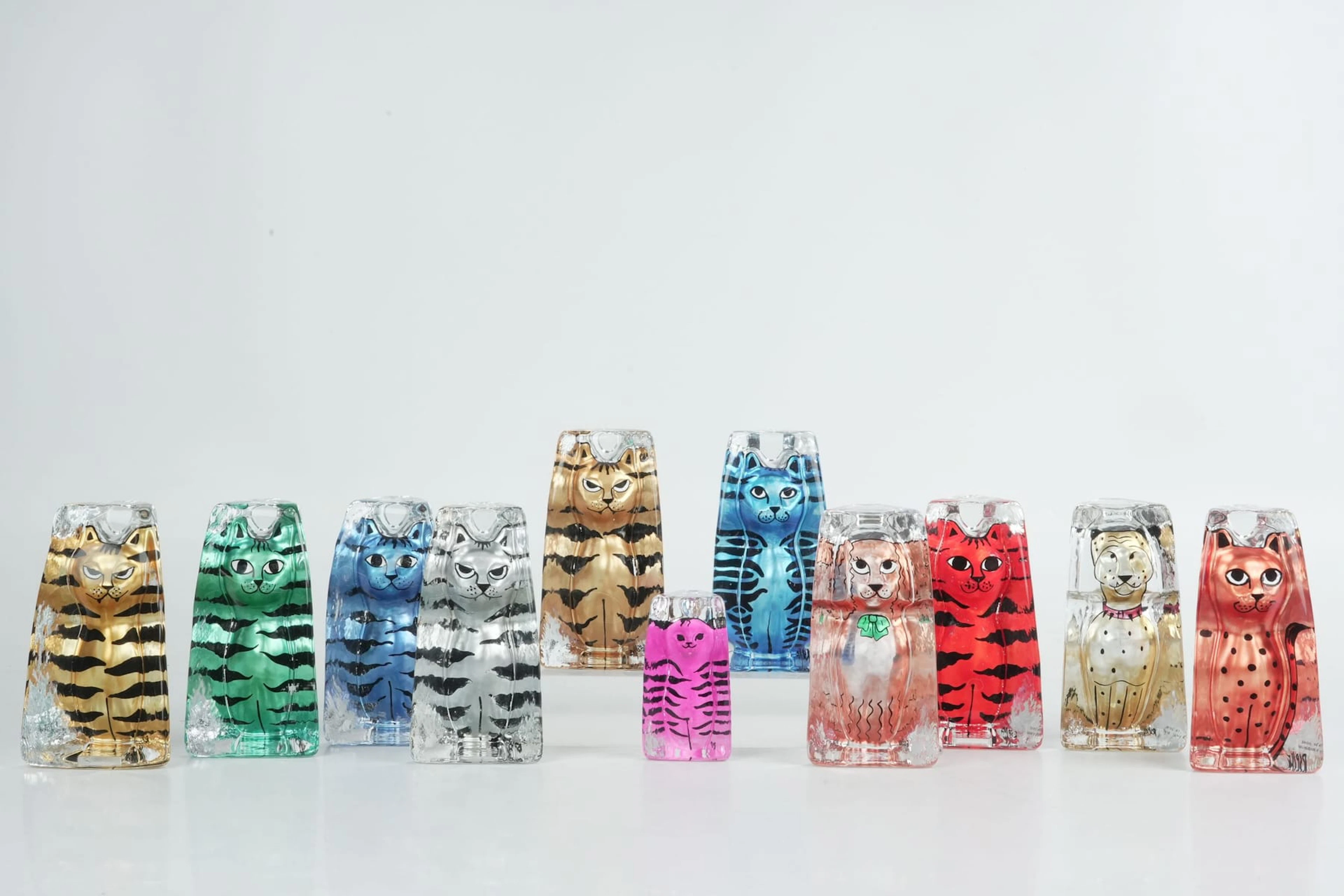 RENATE STOCK, figuriner, 11 st, katter, Sea glasbruk