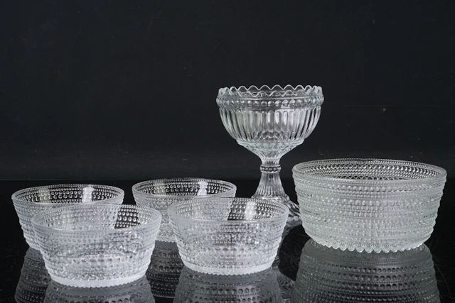 SKÅLAR, 6 st, "Kastehelmi", Iittala/Nuutajärvi, resp. Marimekko, Finland