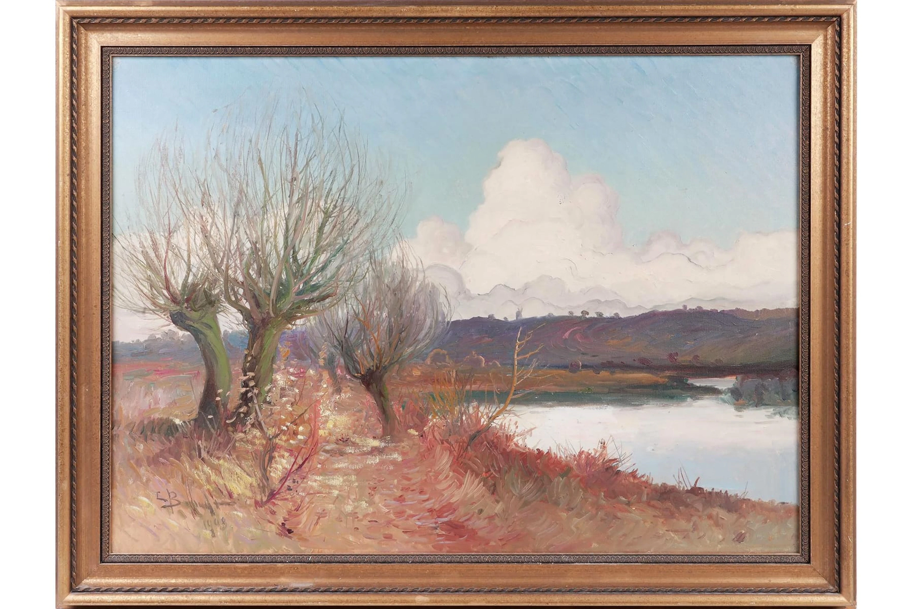 CARL BRANDT (1852-1930), olja på duk, "Landskap från Vantsjön, Skåne 1908"
