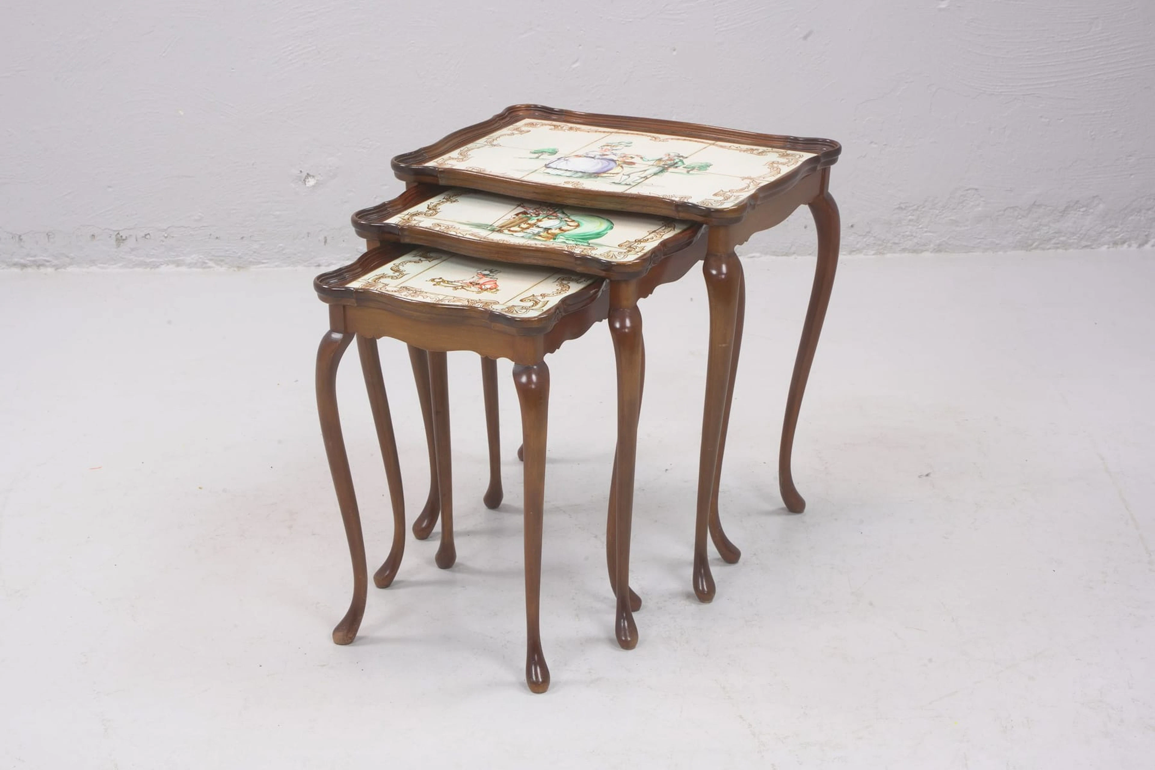 SATSBORD, 3 delar, med keramikplattor, 1900-tal