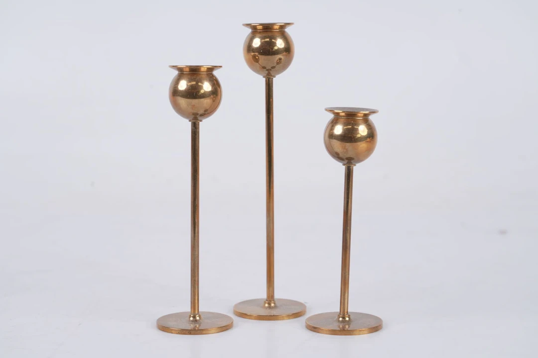 PIERRE FORSSELL (1925-2004), miniatyrljusstakar, 3 st, "Tulpan", Skultuna Bruk