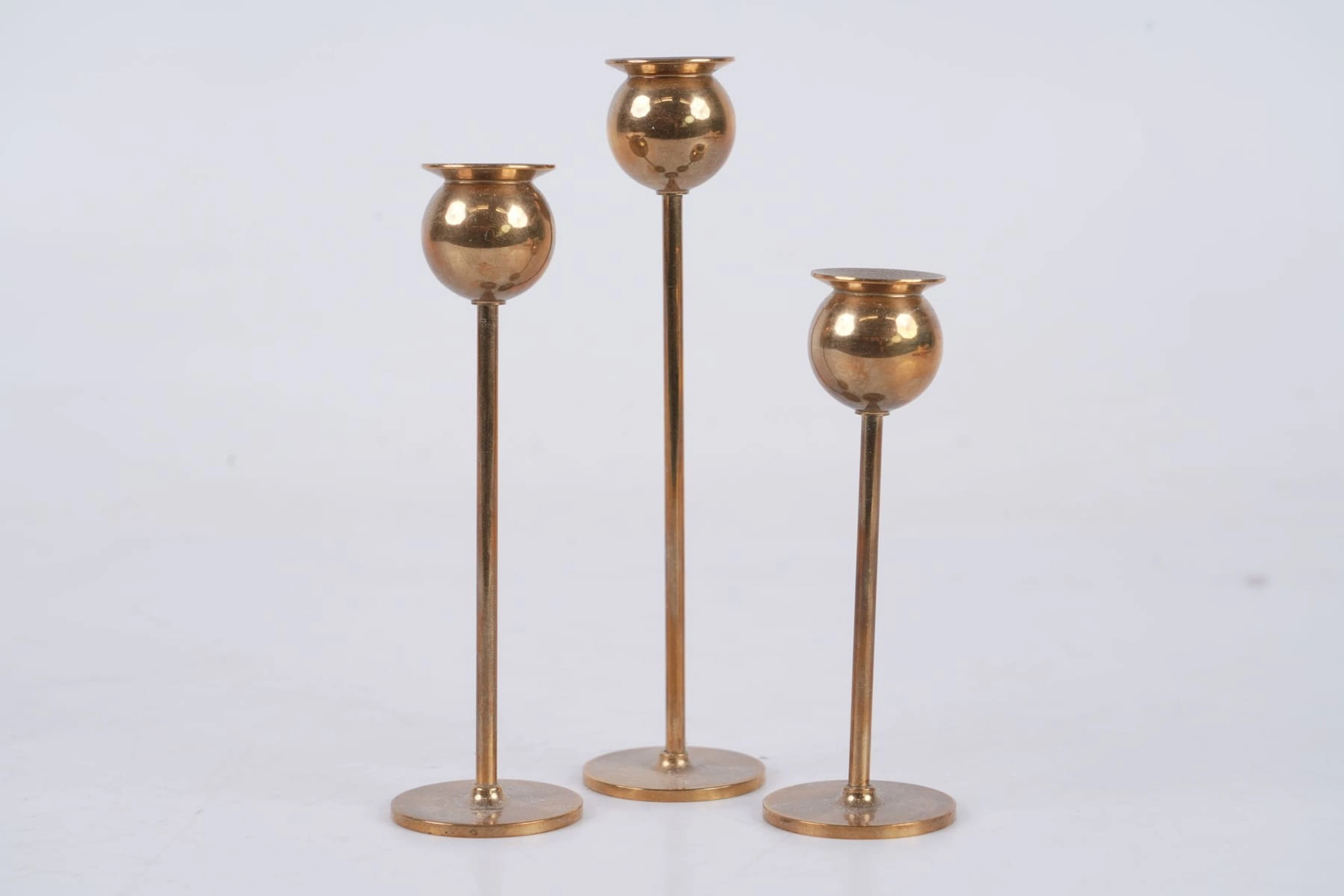 PIERRE FORSSELL (1925-2004), miniatyrljusstakar, 3 st, "Tulpan", Skultuna Bruk