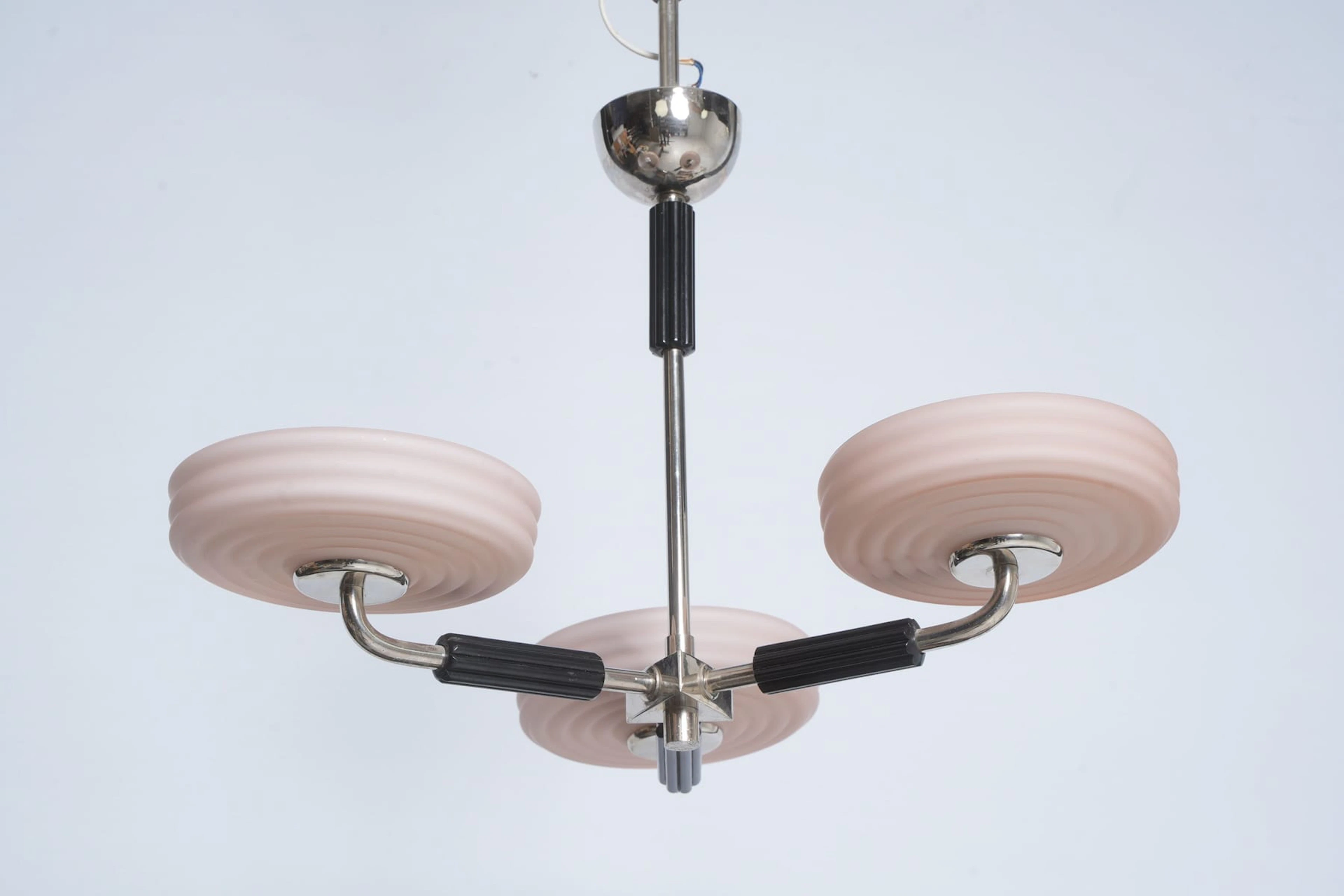 TAKLAMPA, glas / metall, Art deco, 1900-talets förra hälft