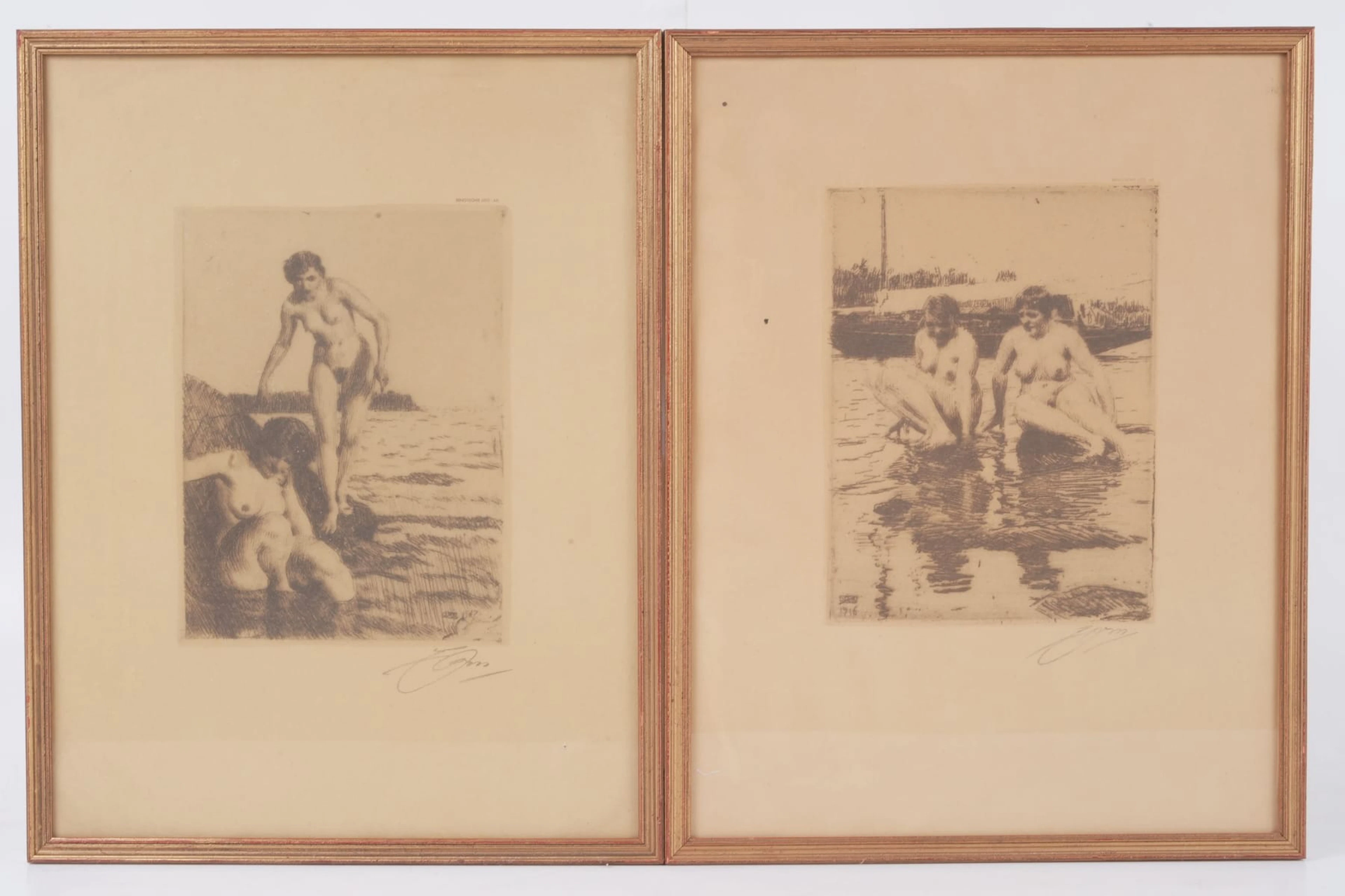 ANDERS ZORN (1860-1920), efter, litografiskt tryck, 2 st, Bengtsons Lito AB