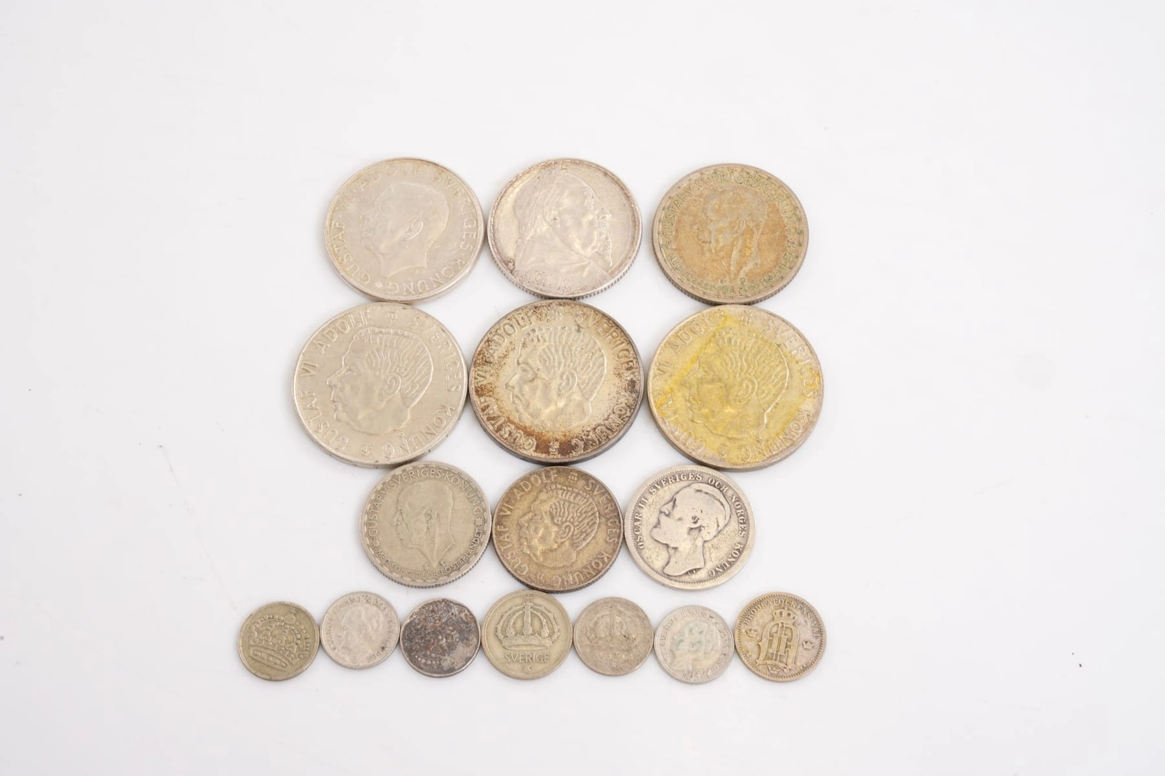 MYNT, 16 st, silver, Sverige och Nederländerna, 1877-1963