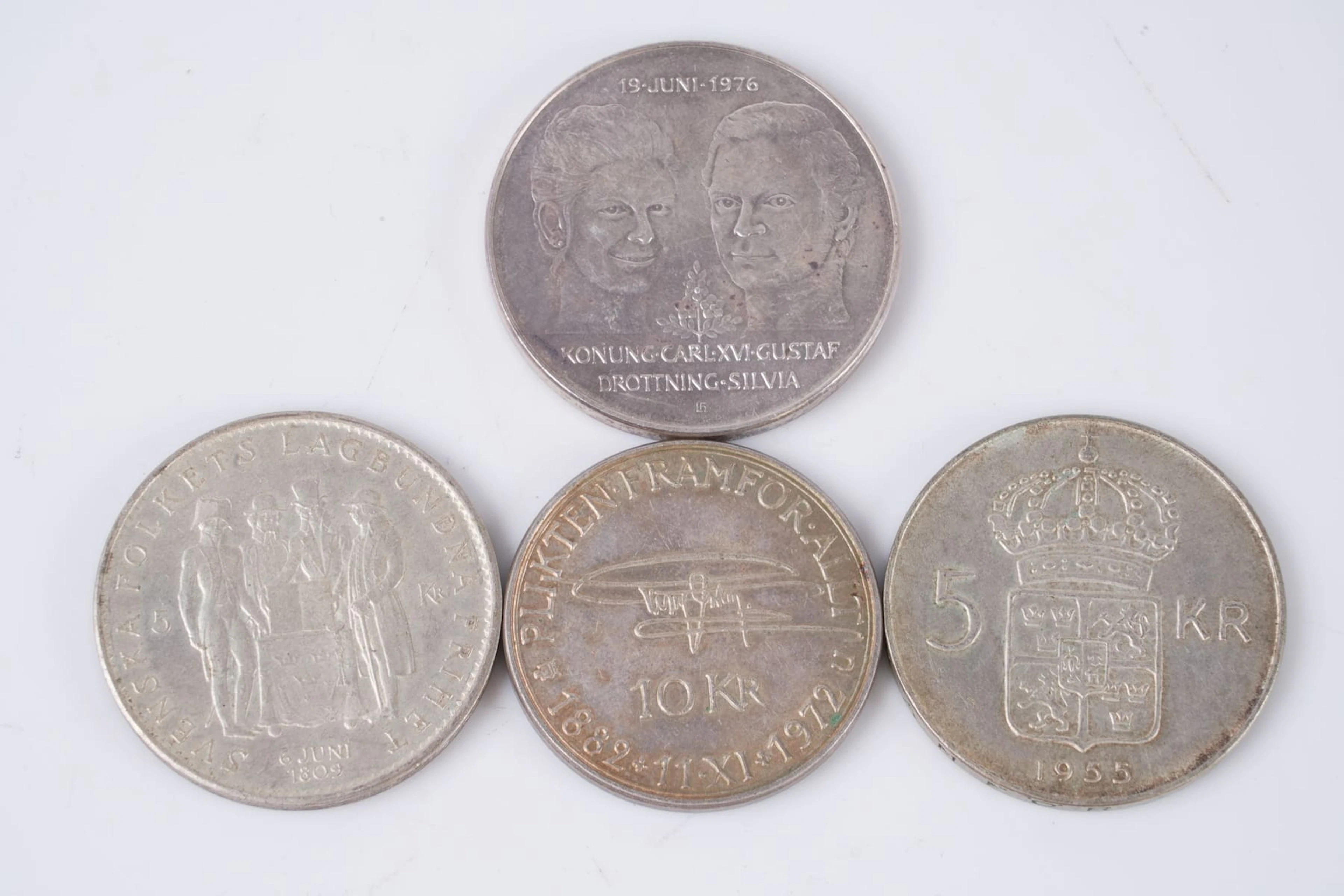 MYNT, 4 st, silver, Sverige, 1955-1976