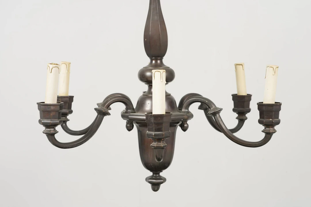 TAKLAMPA, 6-armad, brons, 1900-tal