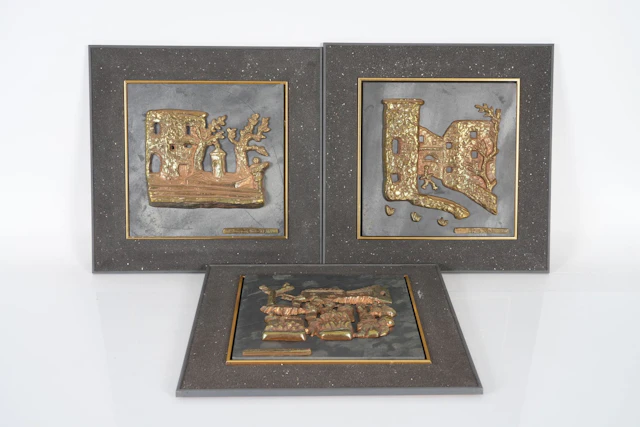 ASTRI BERGMAN TAUBE (1898-1980), bronsreliefer, 3 st
