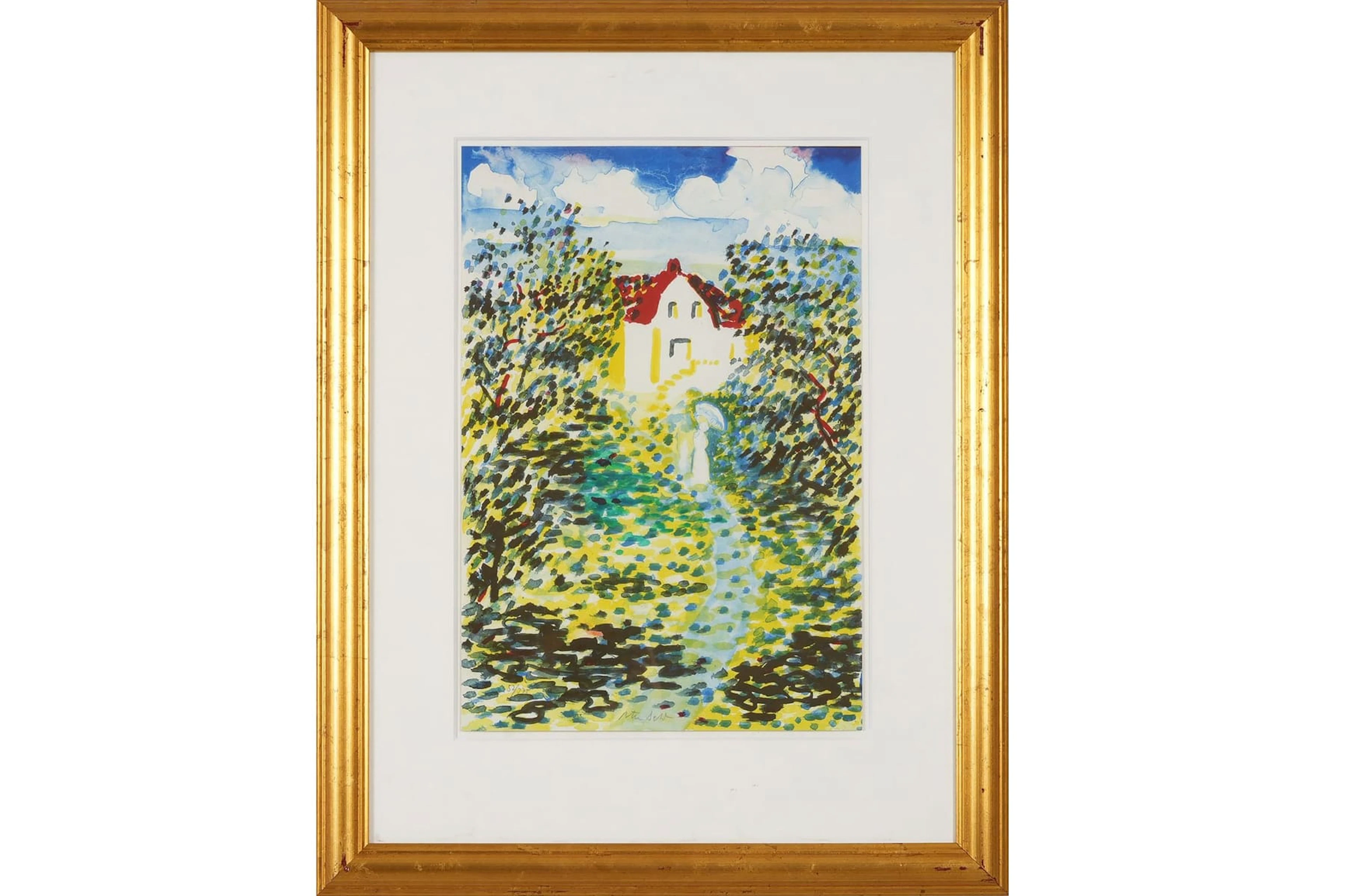 PETER DAHL (1934-2019), färglitografi, "Farmors hus"
