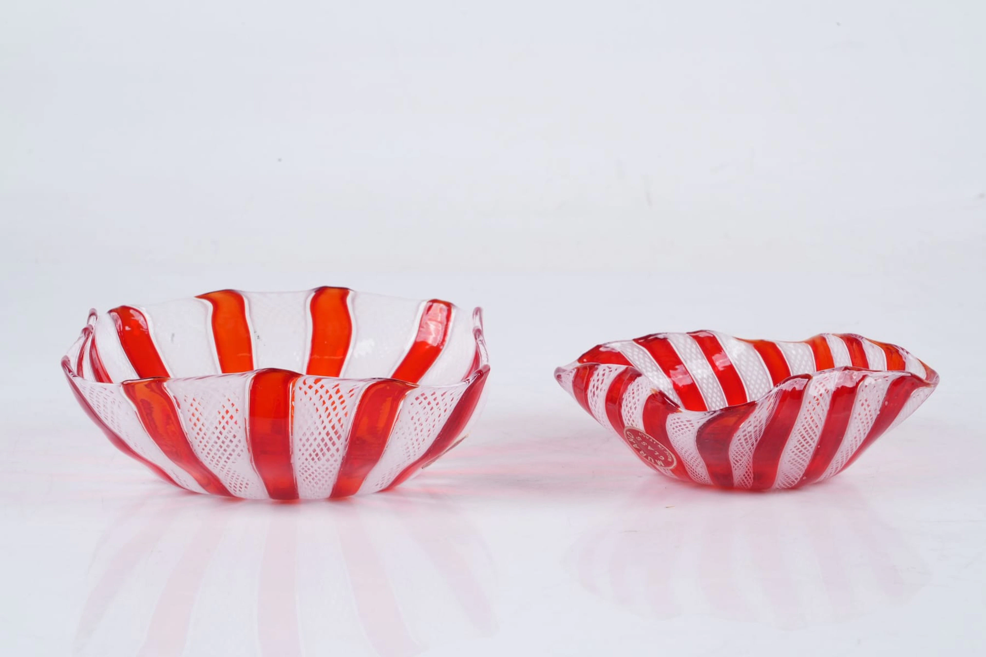 PAOLO VENINI & FULVIO BIANCONI, skålar, 2 st, Venini, Murano, Italien