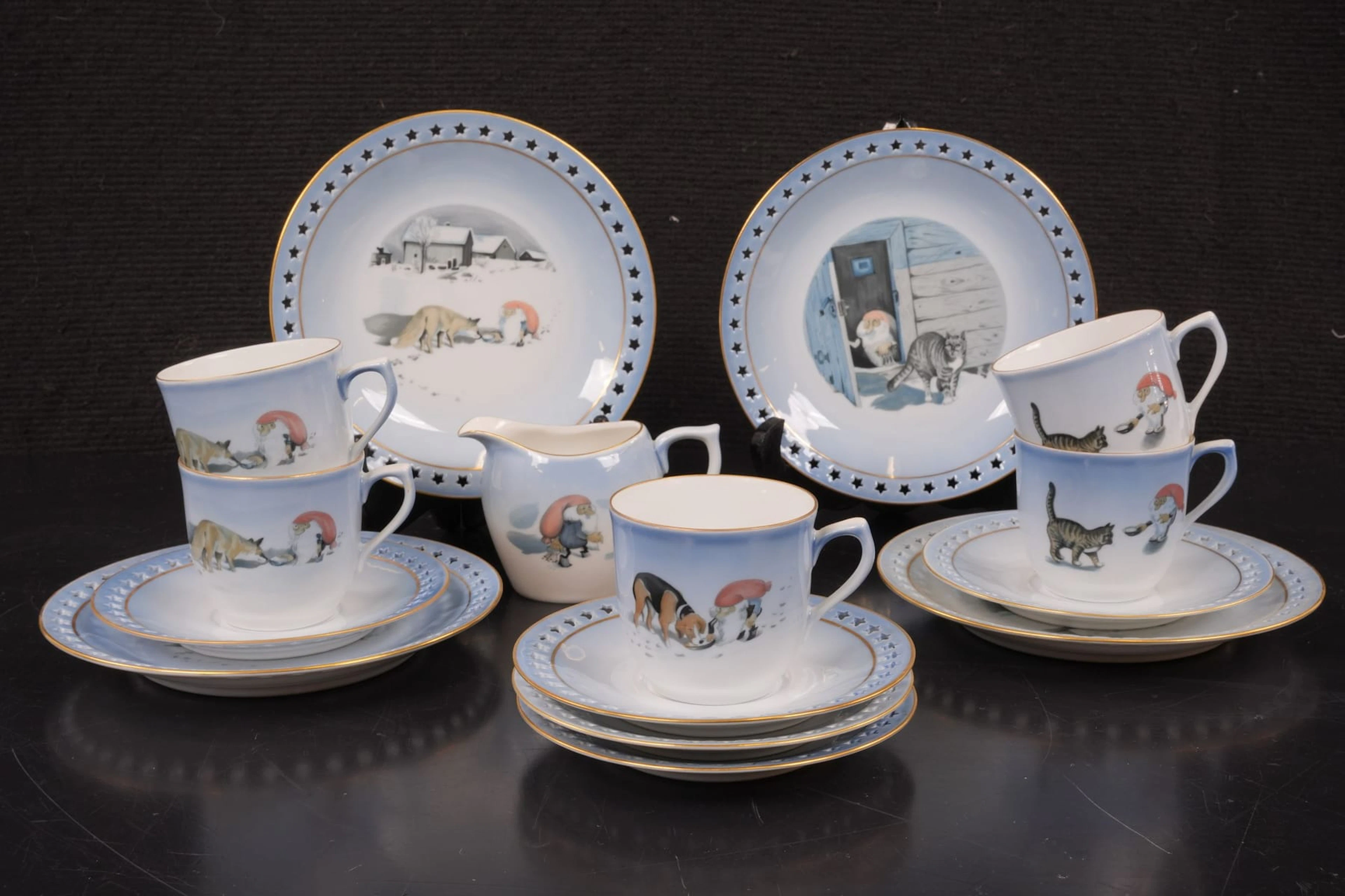 HARALD WIBERG (1908-1986), kaffeservisdelar, 10 st, "Tomten", Bing & Gröndahl