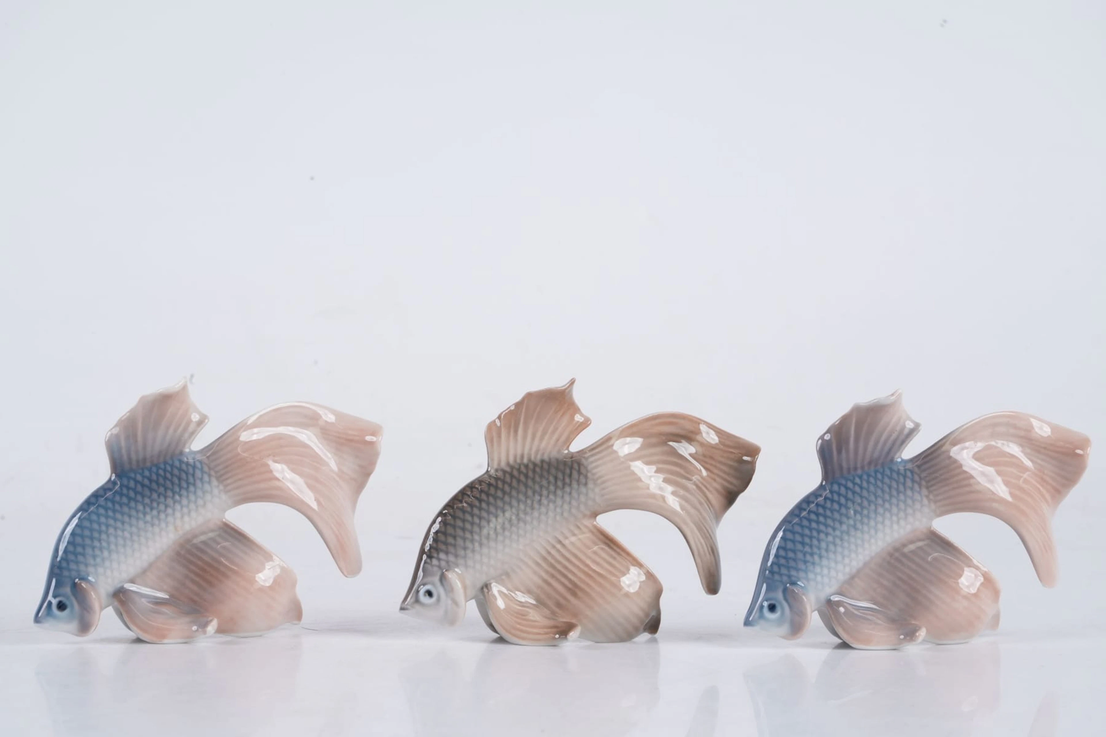 FIGURINER, fiskar, 3 st, Royal Copenhagen, Danmark