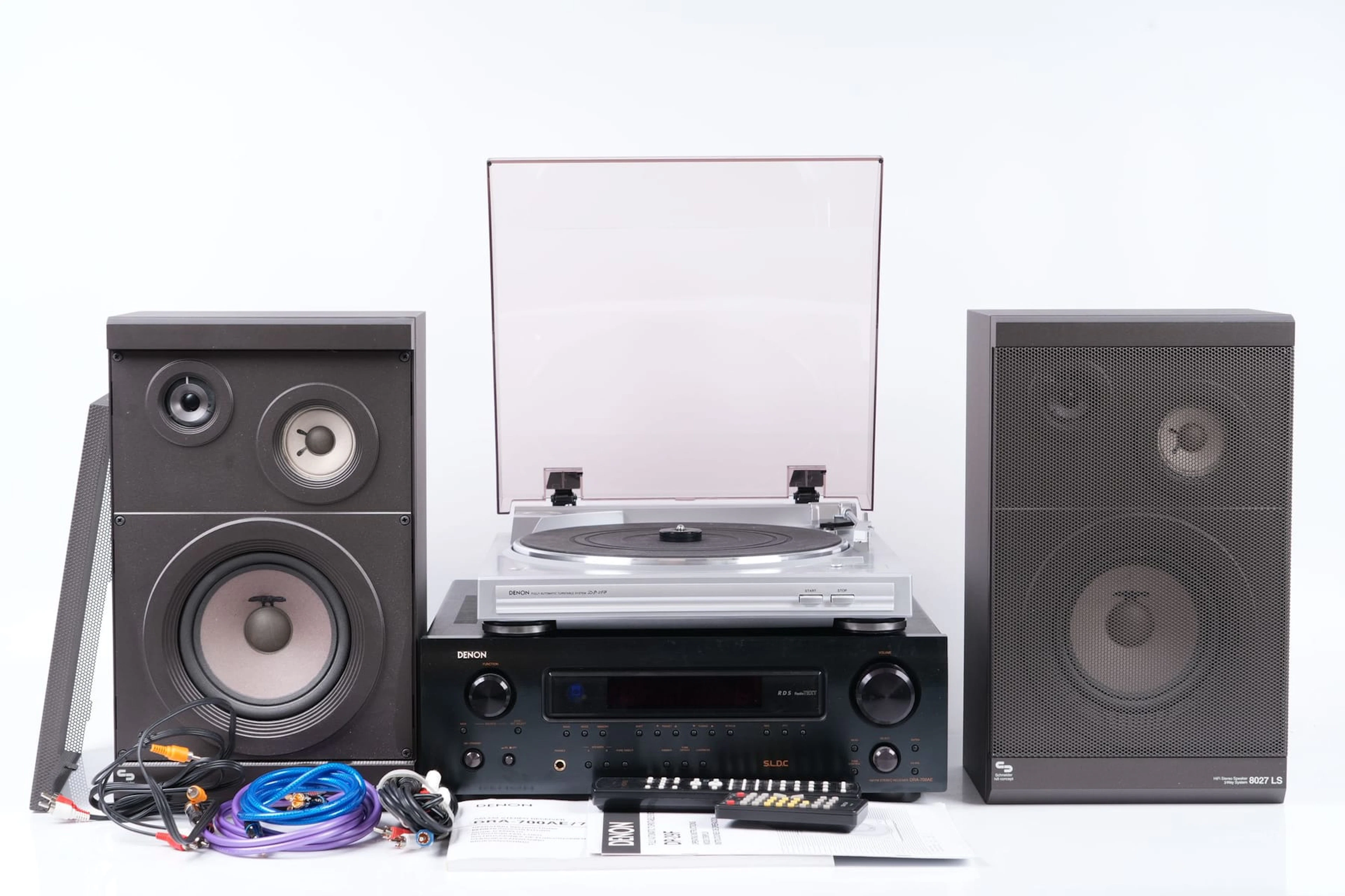 RECEIVER, SKIVSPELARE, Denon, samt HÖGTALARE, Schneider