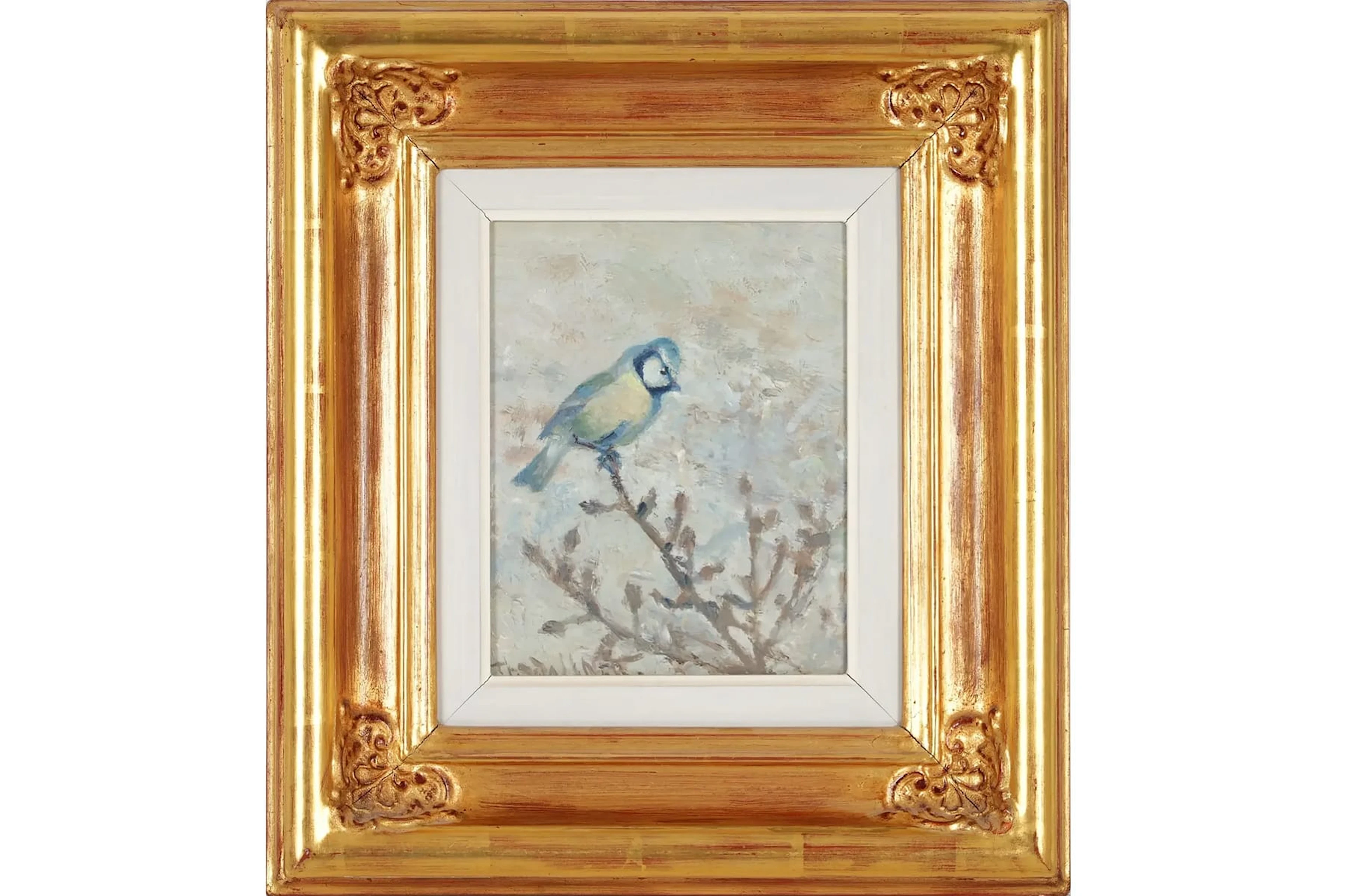 THURE WALLNER (1888-1965), olja på pannå, "Blåmes på gren"