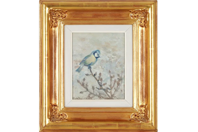 THURE WALLNER (1888-1965), olja på pannå, "Blåmes på gren"