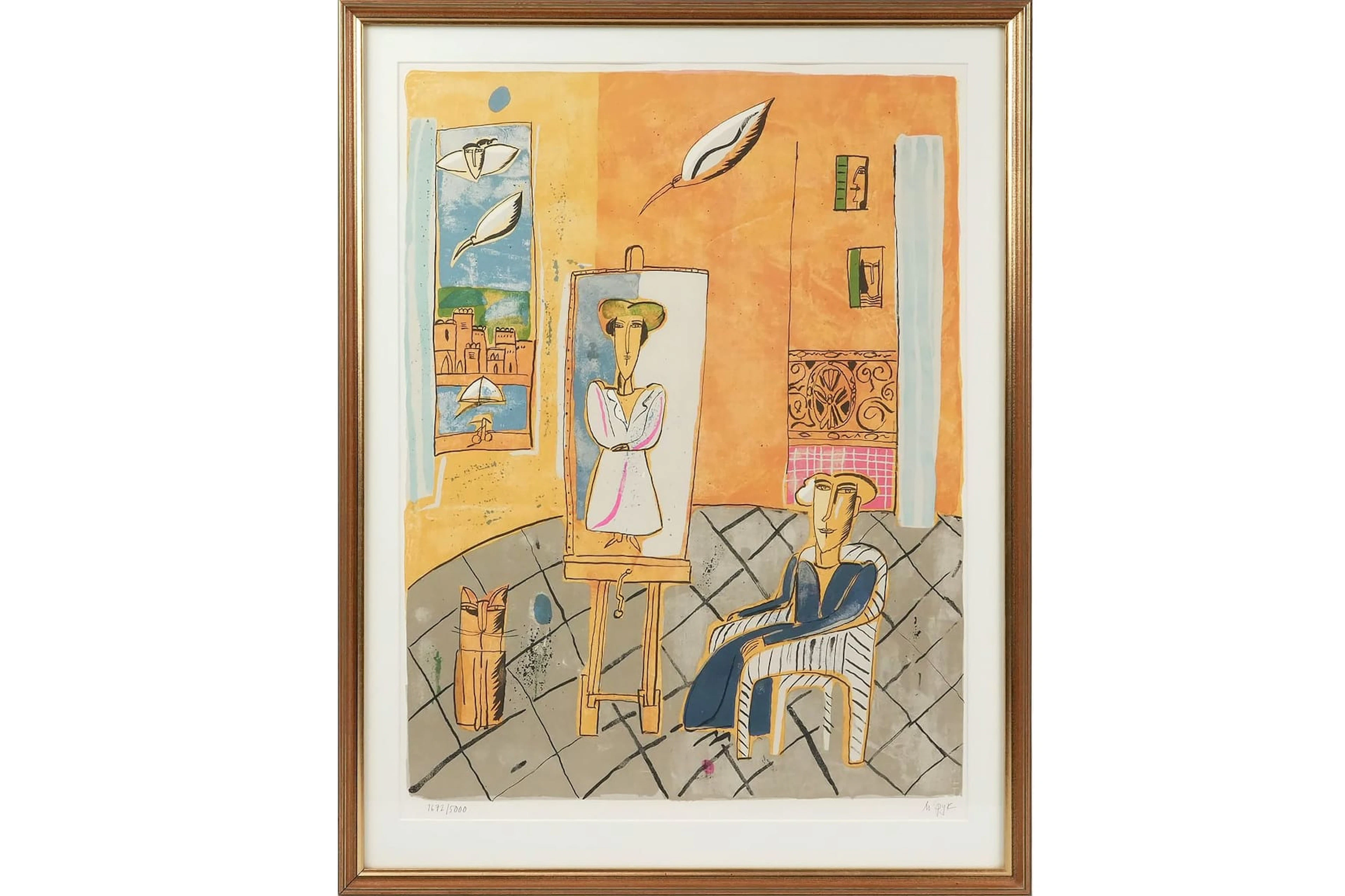 MADELEINE PYK (1934), färglitografi "I Ateljén"