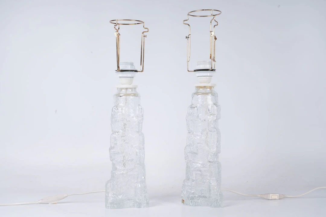 BORDSLAMPOR, ett par, glas, Reijmyre