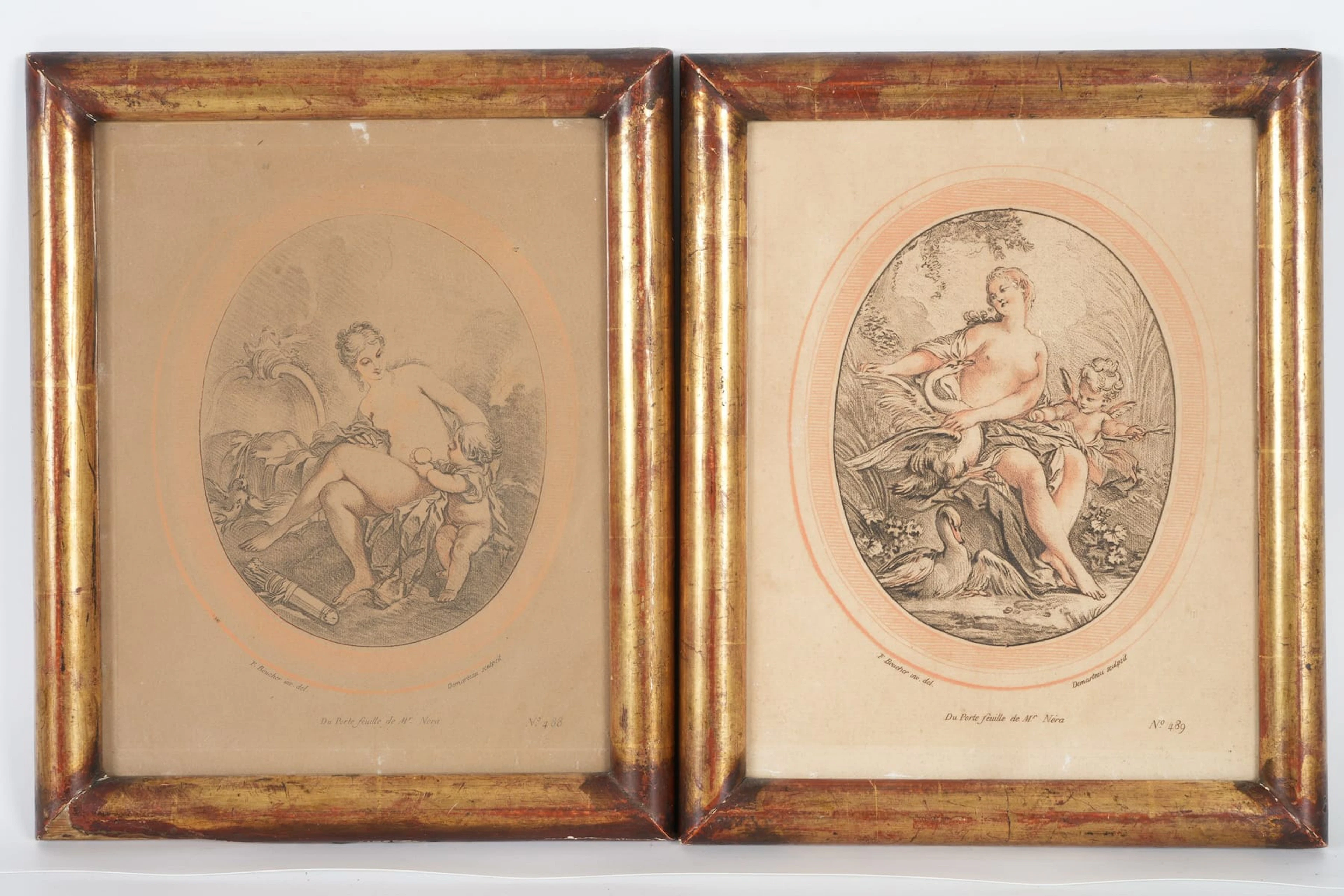 FRANCOIS BOUCHER (Frankrike, 1703-1770), efter, grafiska blad, 2 st