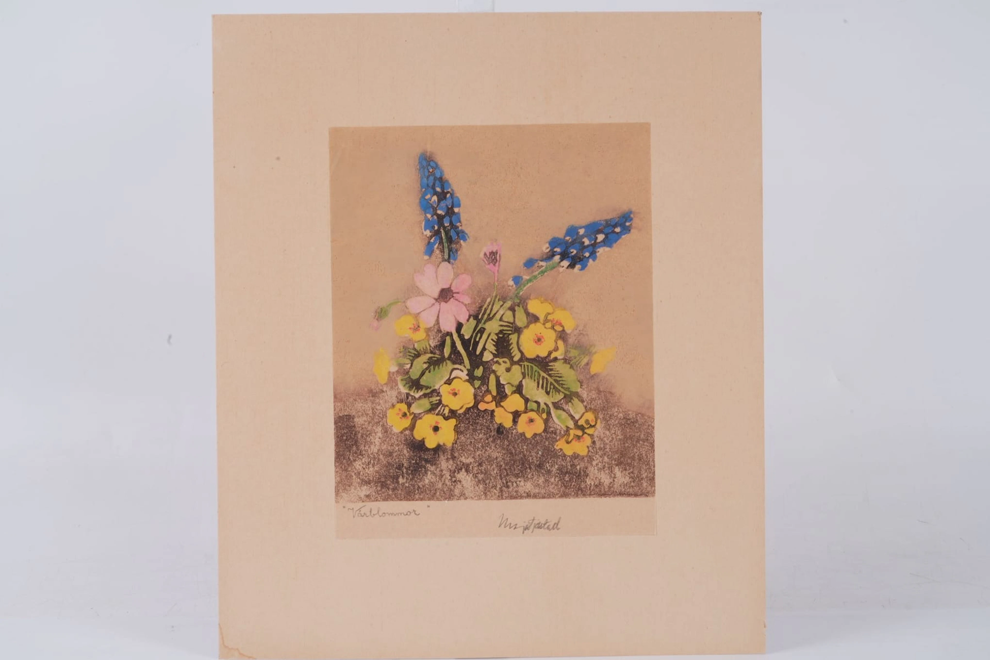 MAJA FJAESTAD (1873-1961), träsnitt "Vårblommor"