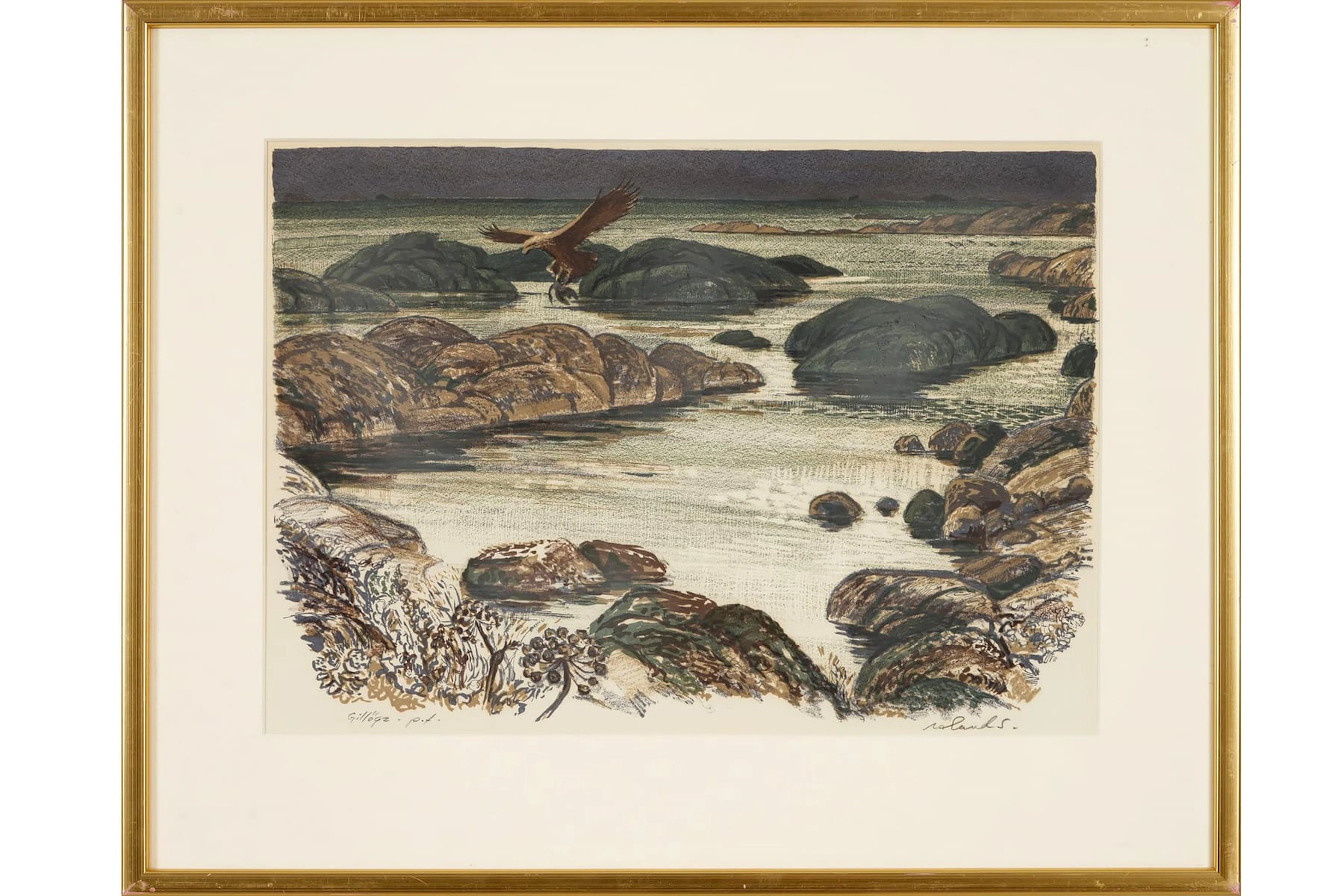 ROLAND SVENSSON (1910-2003), färglitografi, "Gillöga"