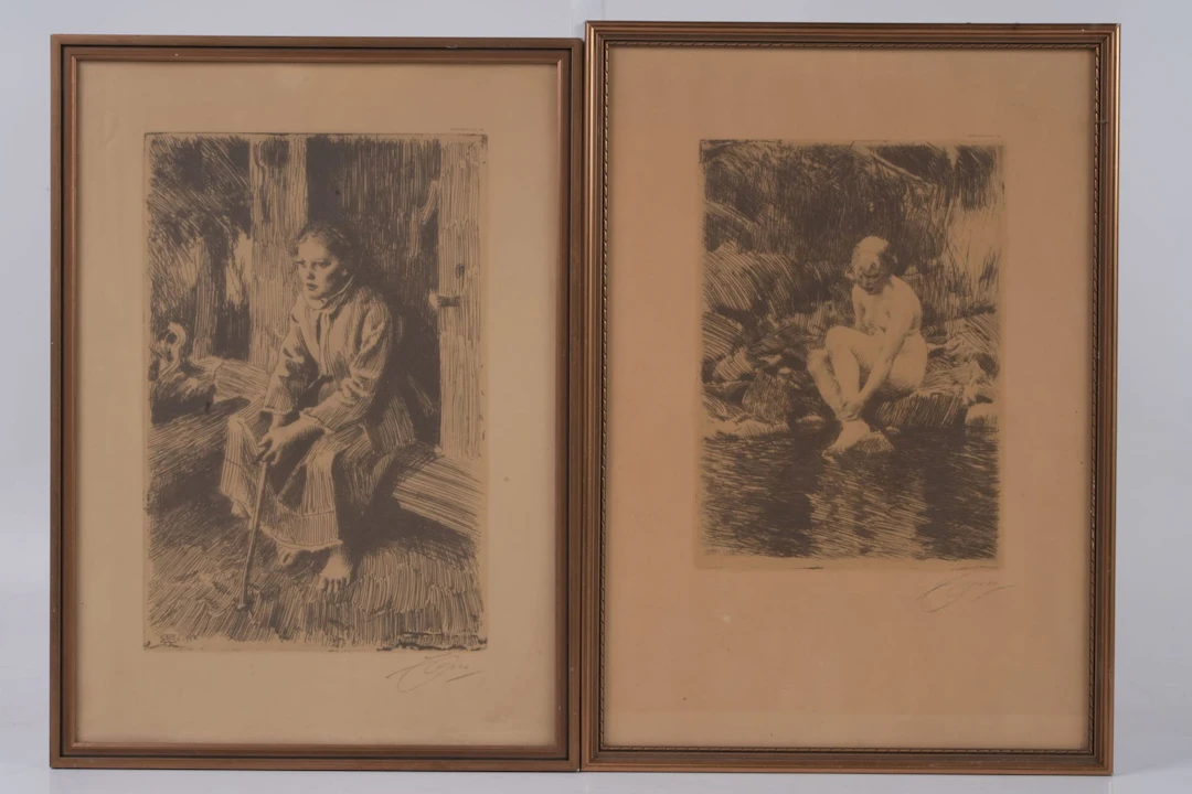 ANDERS ZORN (1860-1920), efter, litografiskt tryck, 2 st, Bengtsons Lito AB