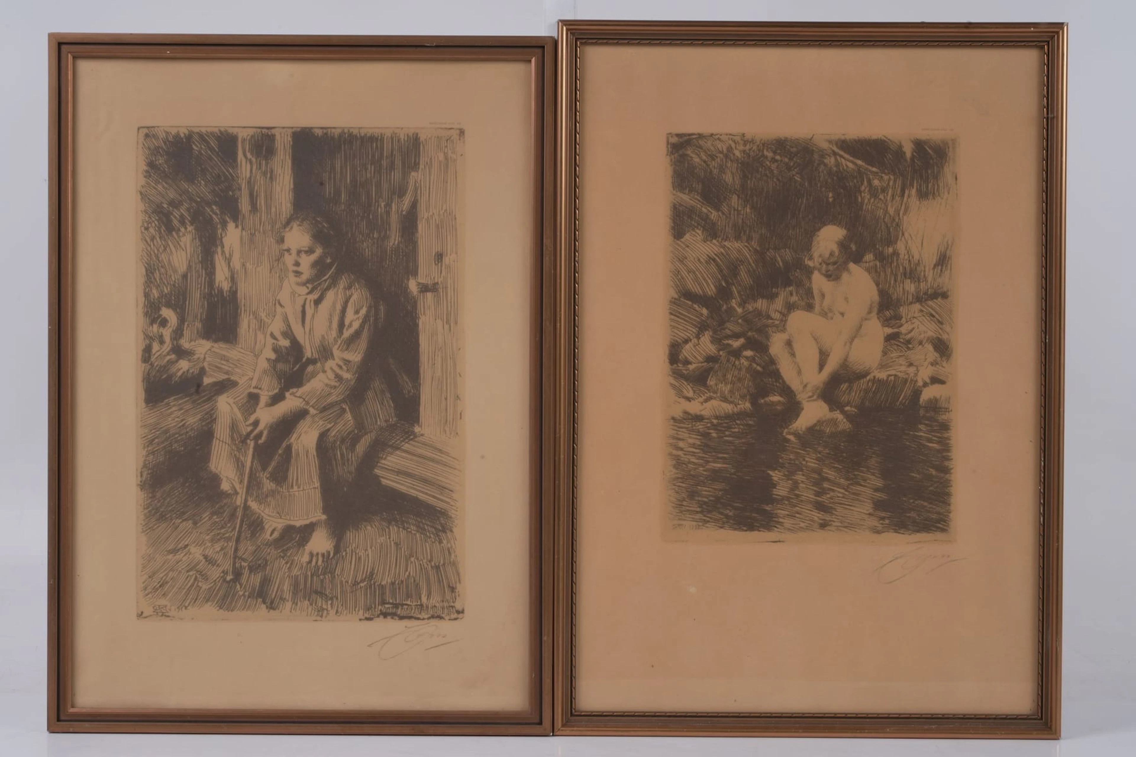 ANDERS ZORN (1860-1920), efter, litografiskt tryck, 2 st, Bengtsons Lito AB