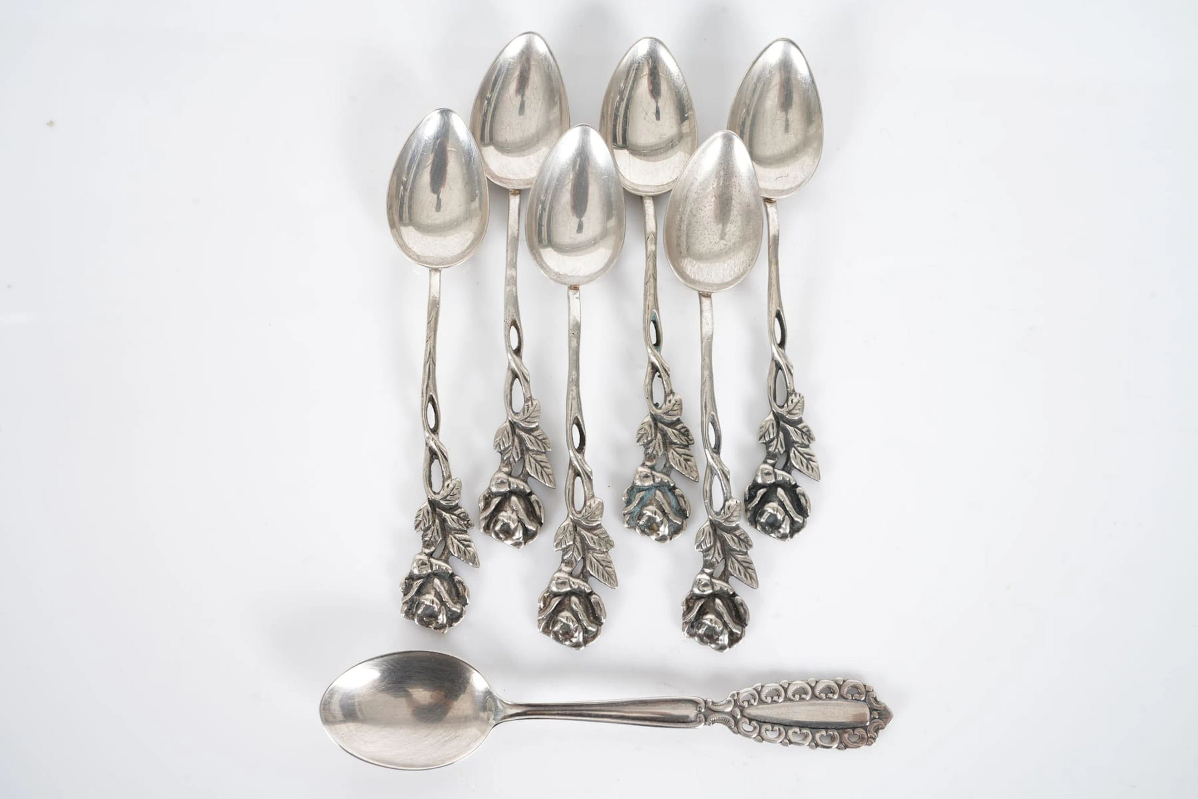 KAFFESKEDAR, 6 + 1, silver, GEWE samt GAB, ca 81,3 g
