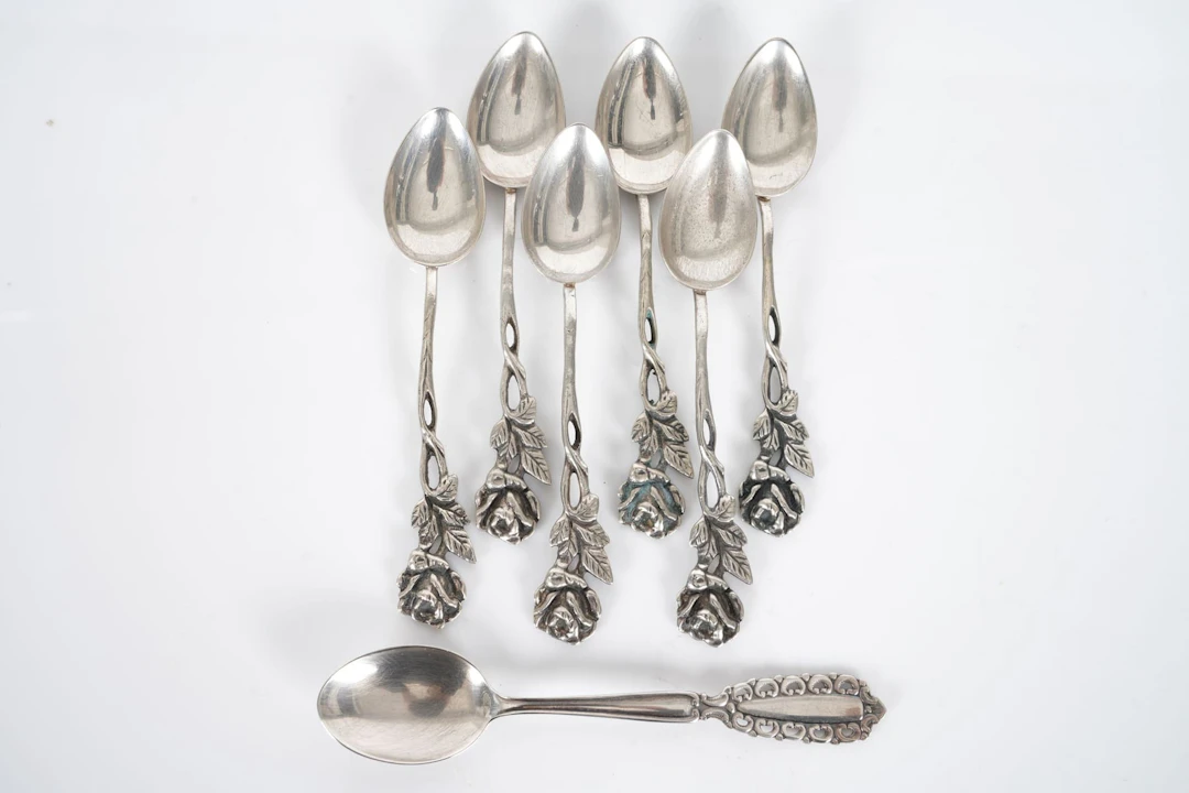 KAFFESKEDAR, 6 + 1, silver, GEWE samt GAB, ca 81,3 g