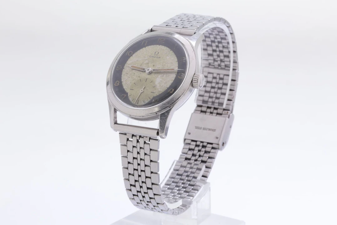 ARMBANDSUR, Omega, s.k. Bullseye / Tuxedo Two Tone Dial, stål, 1950