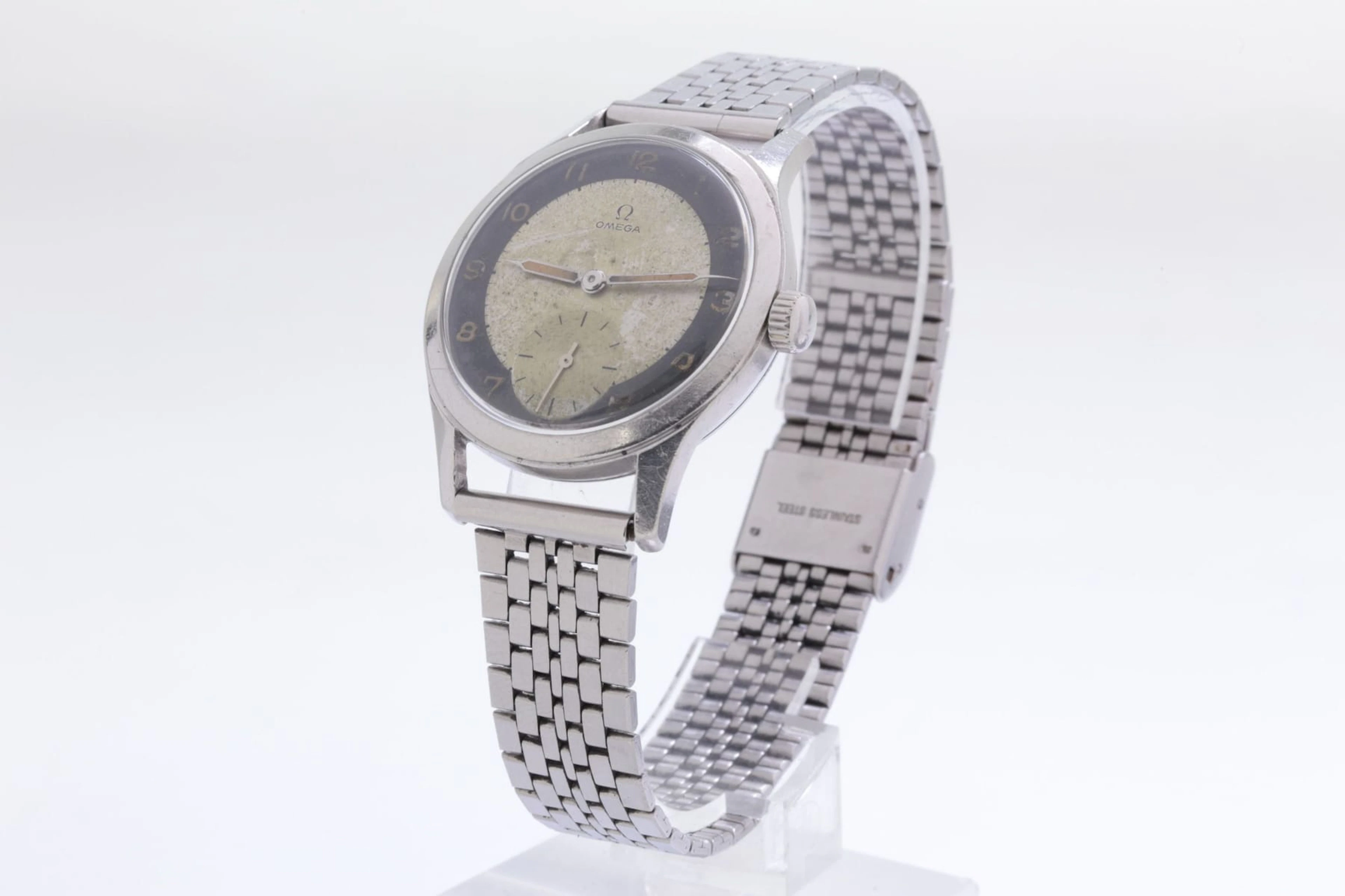ARMBANDSUR, Omega, s.k. Bullseye / Tuxedo Two Tone Dial, stål, 1950