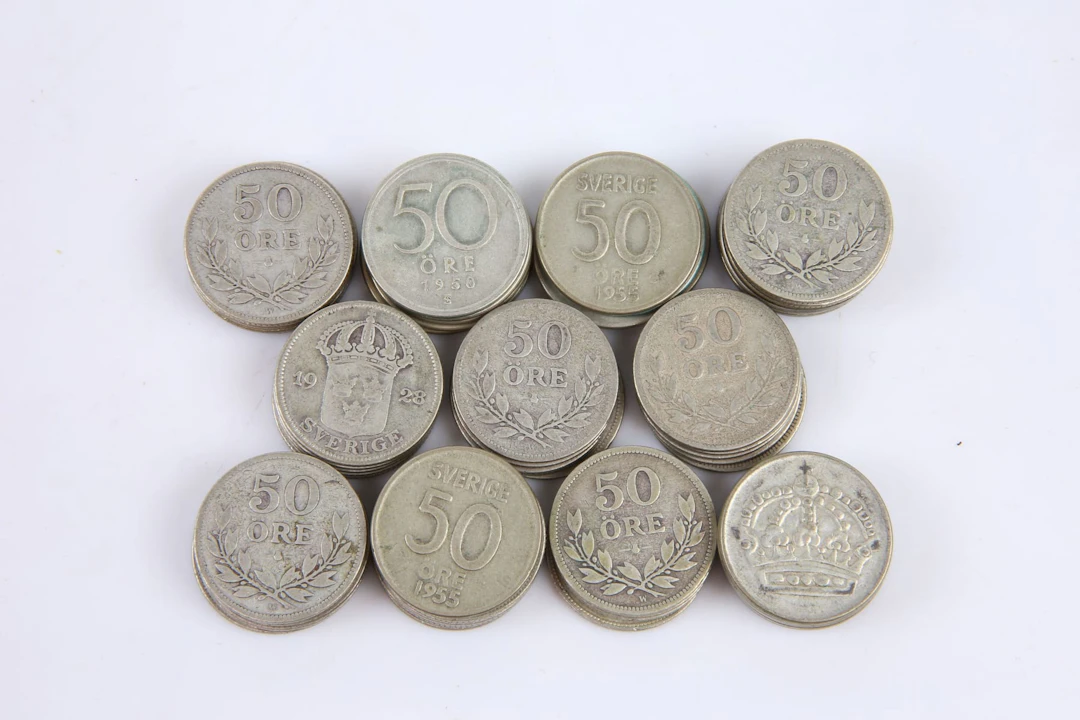 MYNT, 59 st, silver, femtio öre, Sverige, 1911-1956