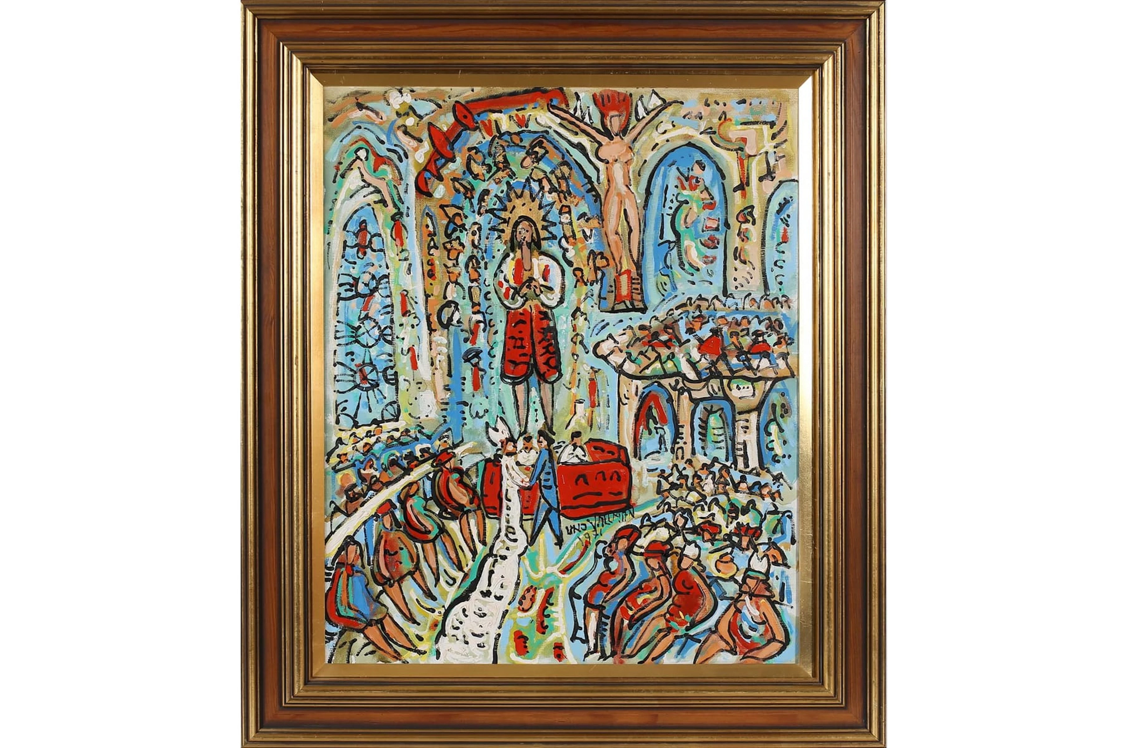 UNO VALLMAN (1913-2004), olja duk, "Bröllopet"