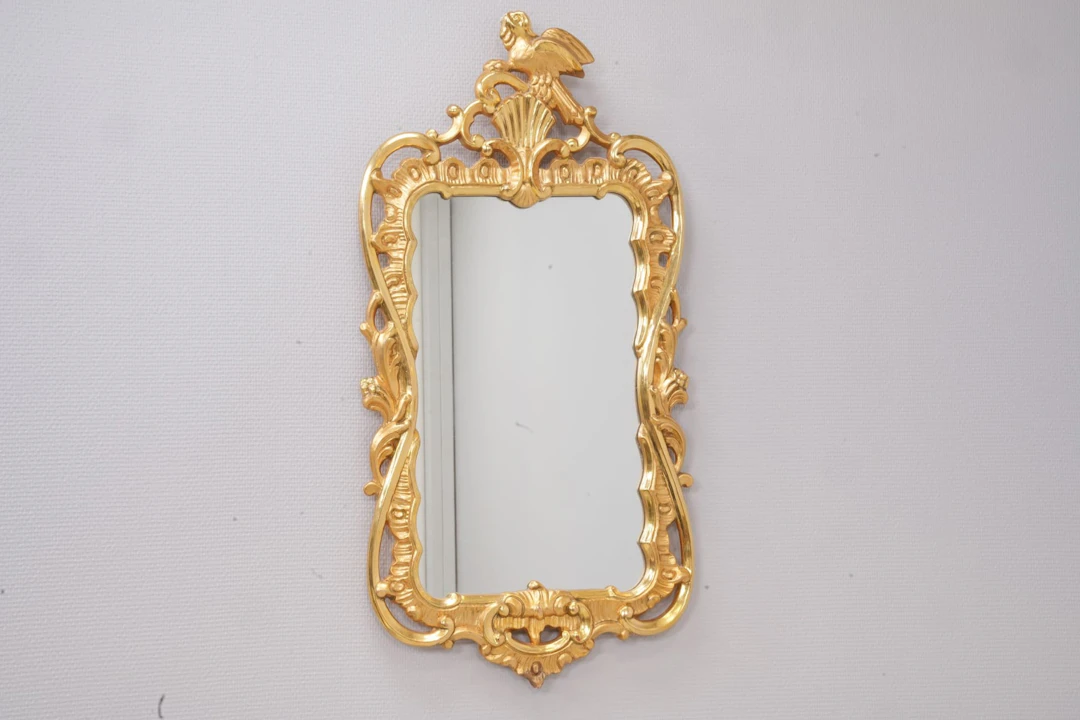 SPEGEL, förgylld, rokokostil, AB Eriksmåla glas,1900-tal