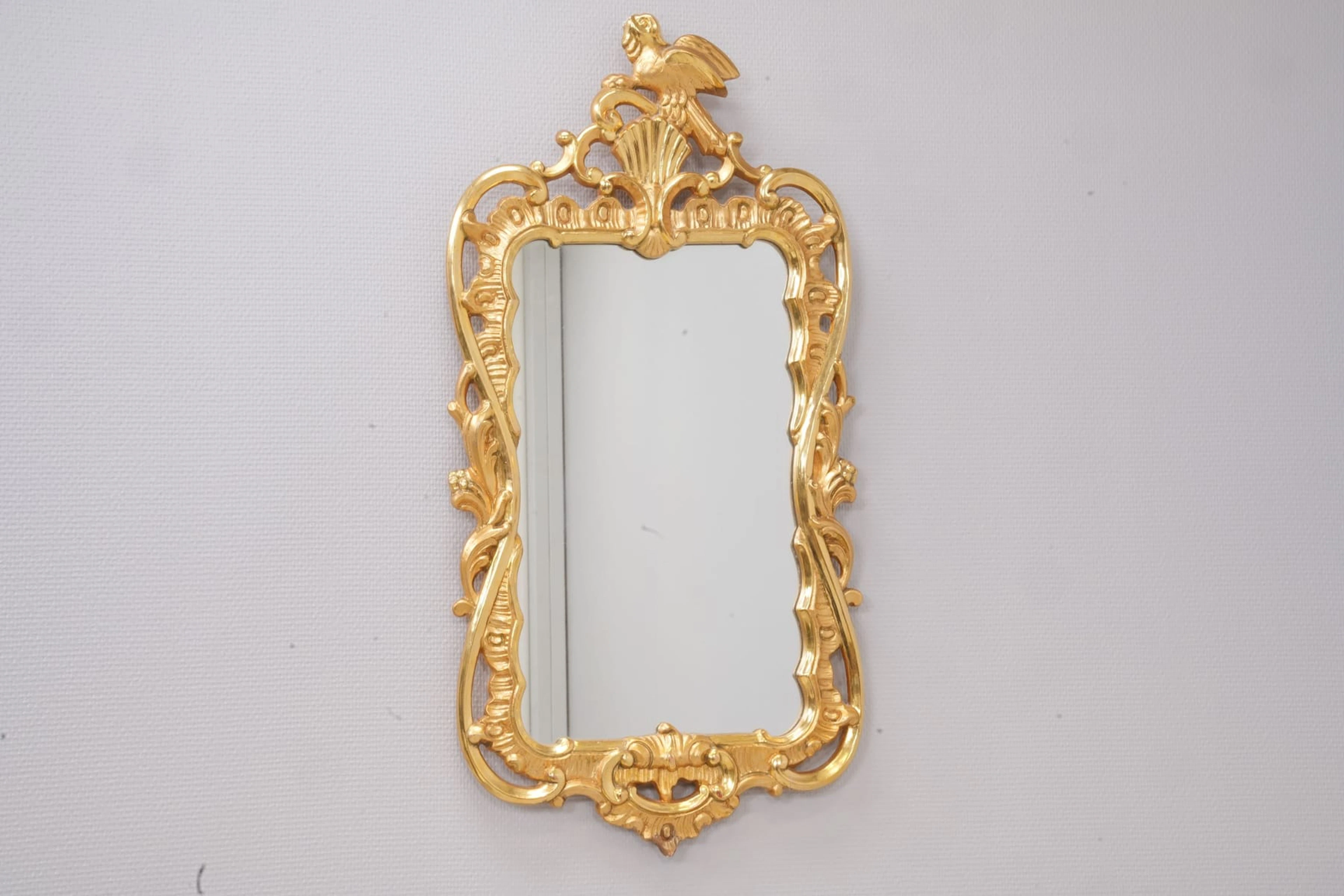 SPEGEL, förgylld, rokokostil, AB Eriksmåla glas,1900-tal