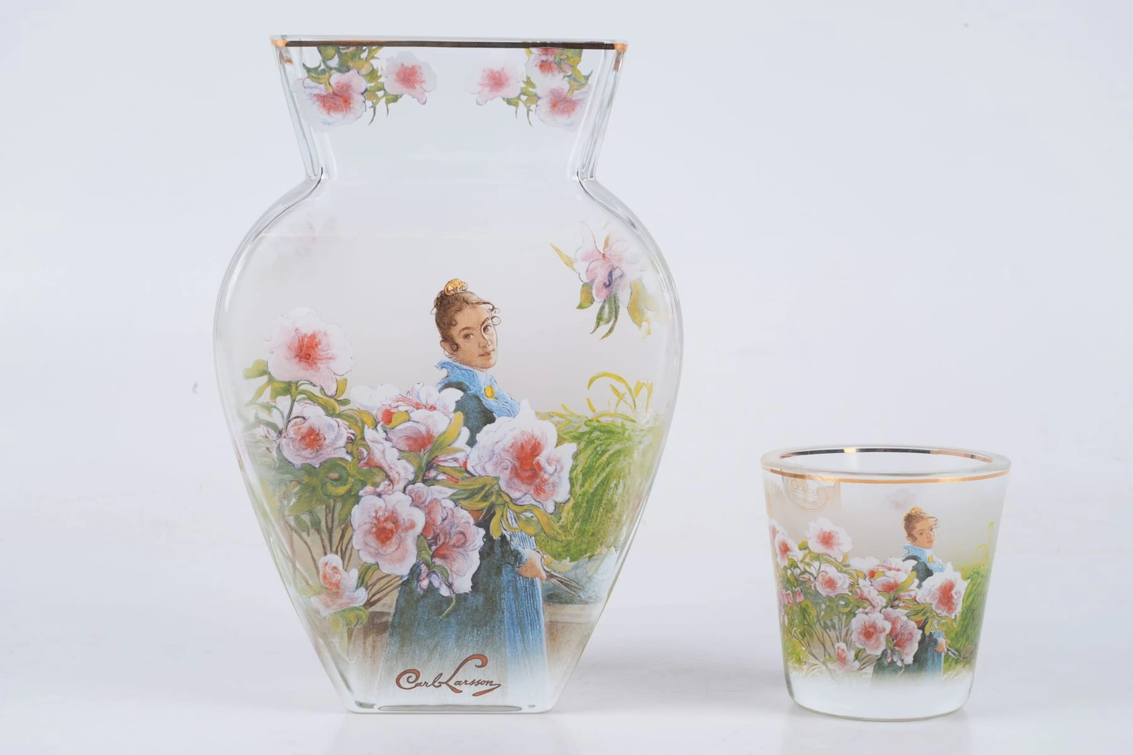 VAS, samt ljuslykta, motiv av Carl Larsson, Goebel