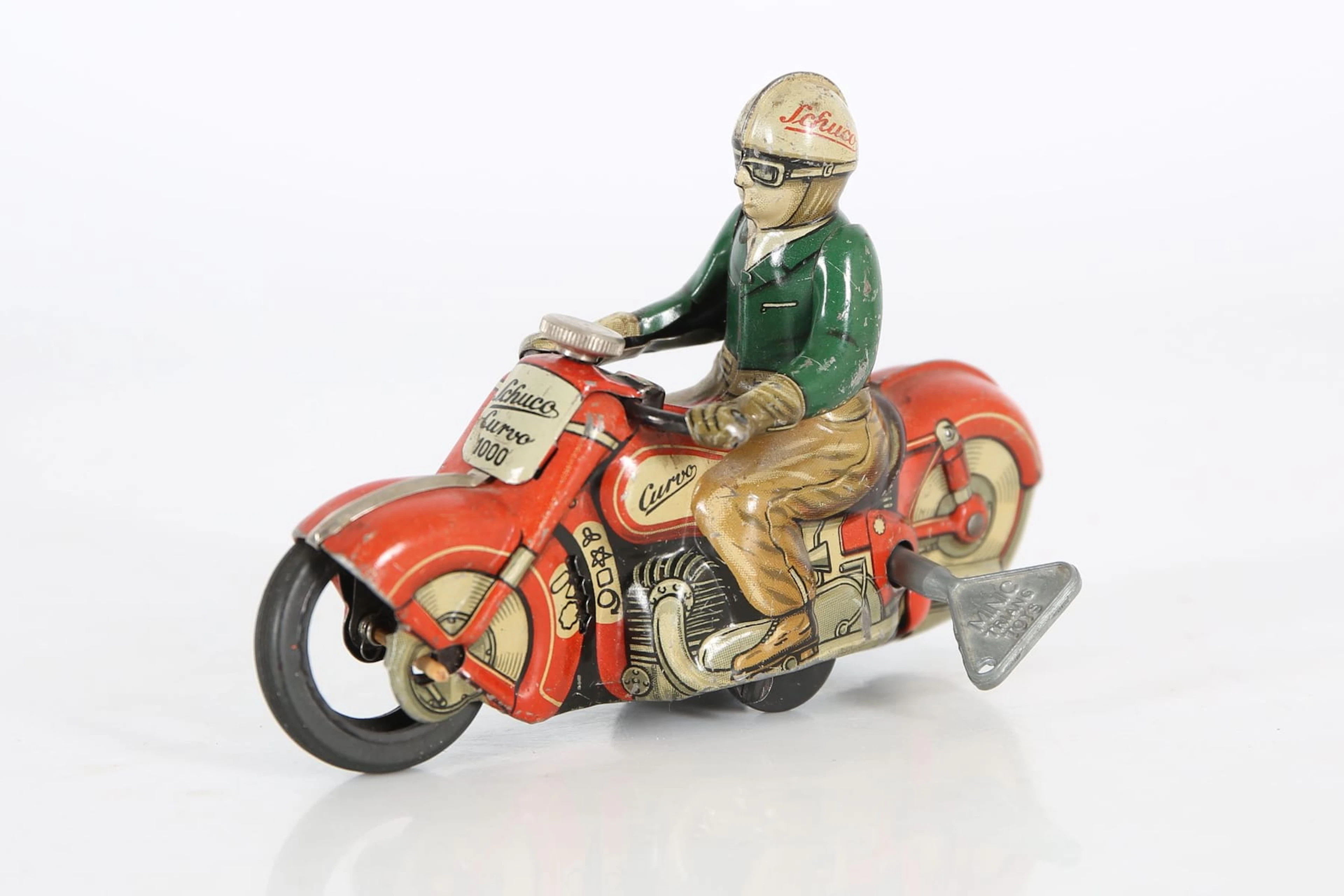 LEKSAKSMOTORCYKEL, plåt, "Curvo 1000", Schuco, US zone, Tyskland