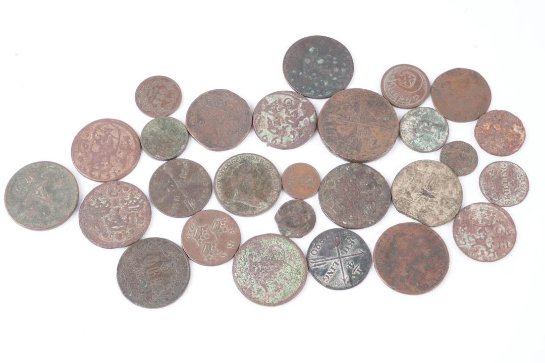 MYNT, 27 st, koppar, bl.a. Sverige, Danmark, Frankrike, Spanien, 1600-1800-tal