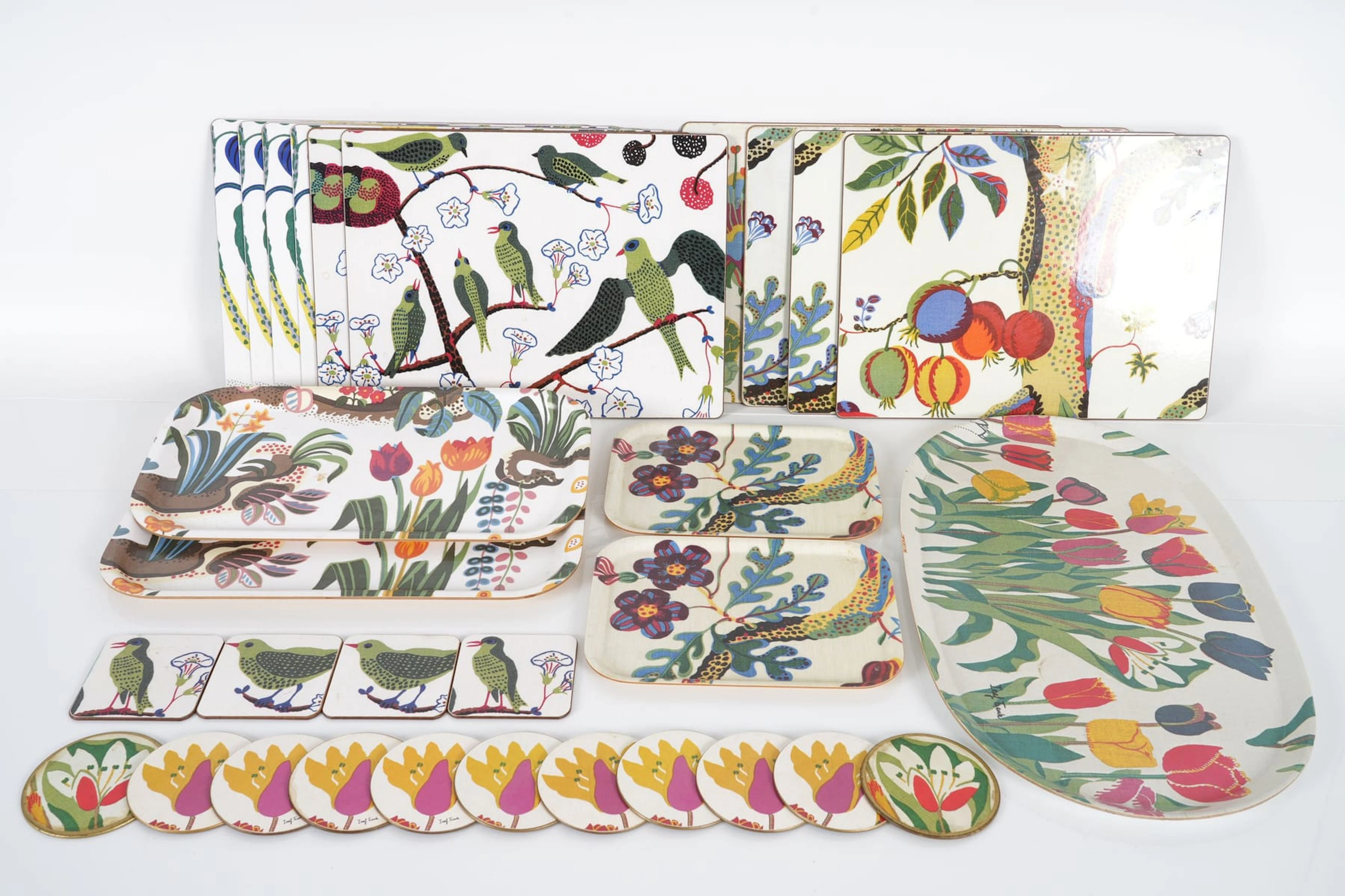 JOSEF FRANK (1885-1967), coasters, 15 st, brickor, 5 st samt bordsunderlägg