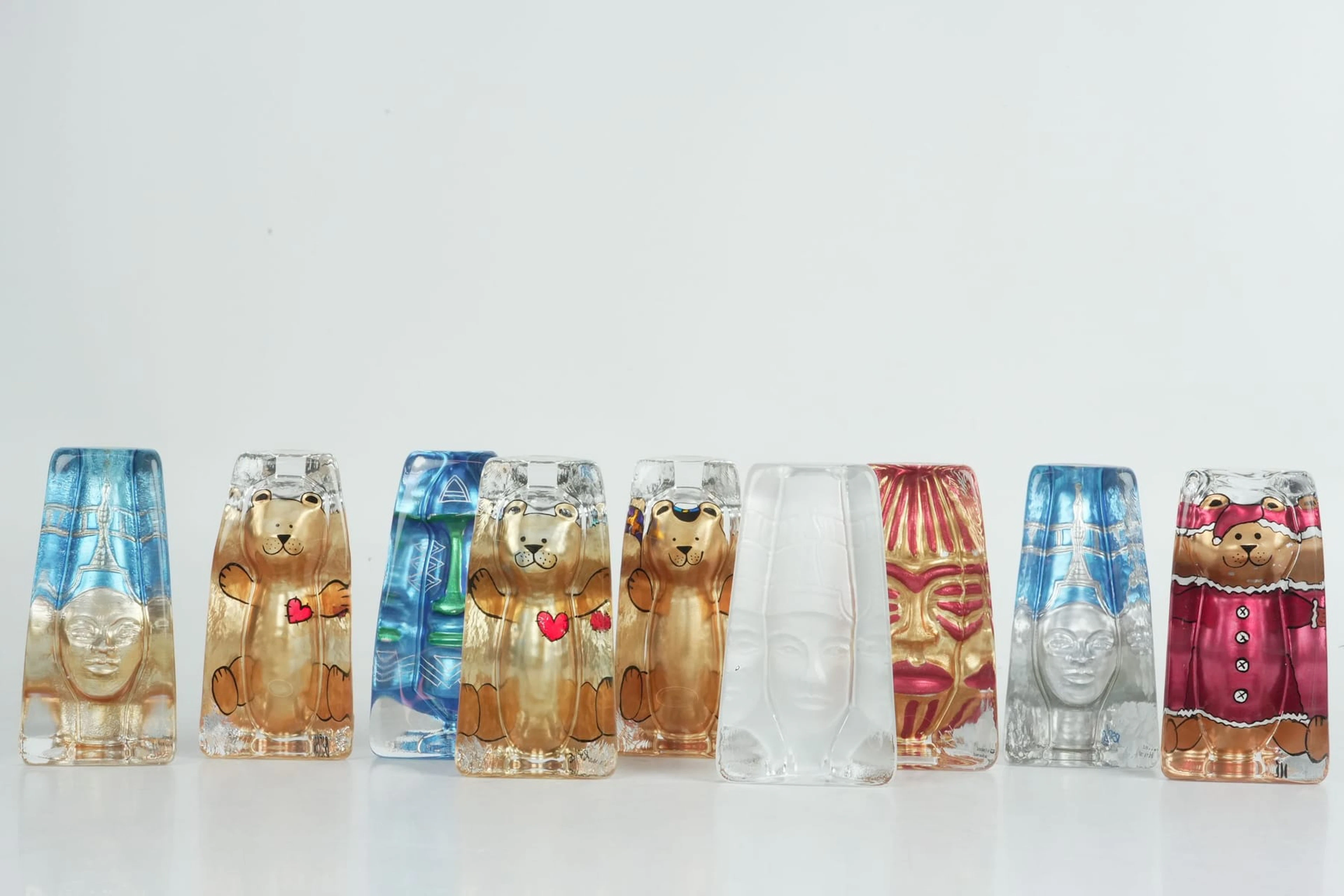 RENATE STOCK, figuriner, 9 st, Sea glasbruk